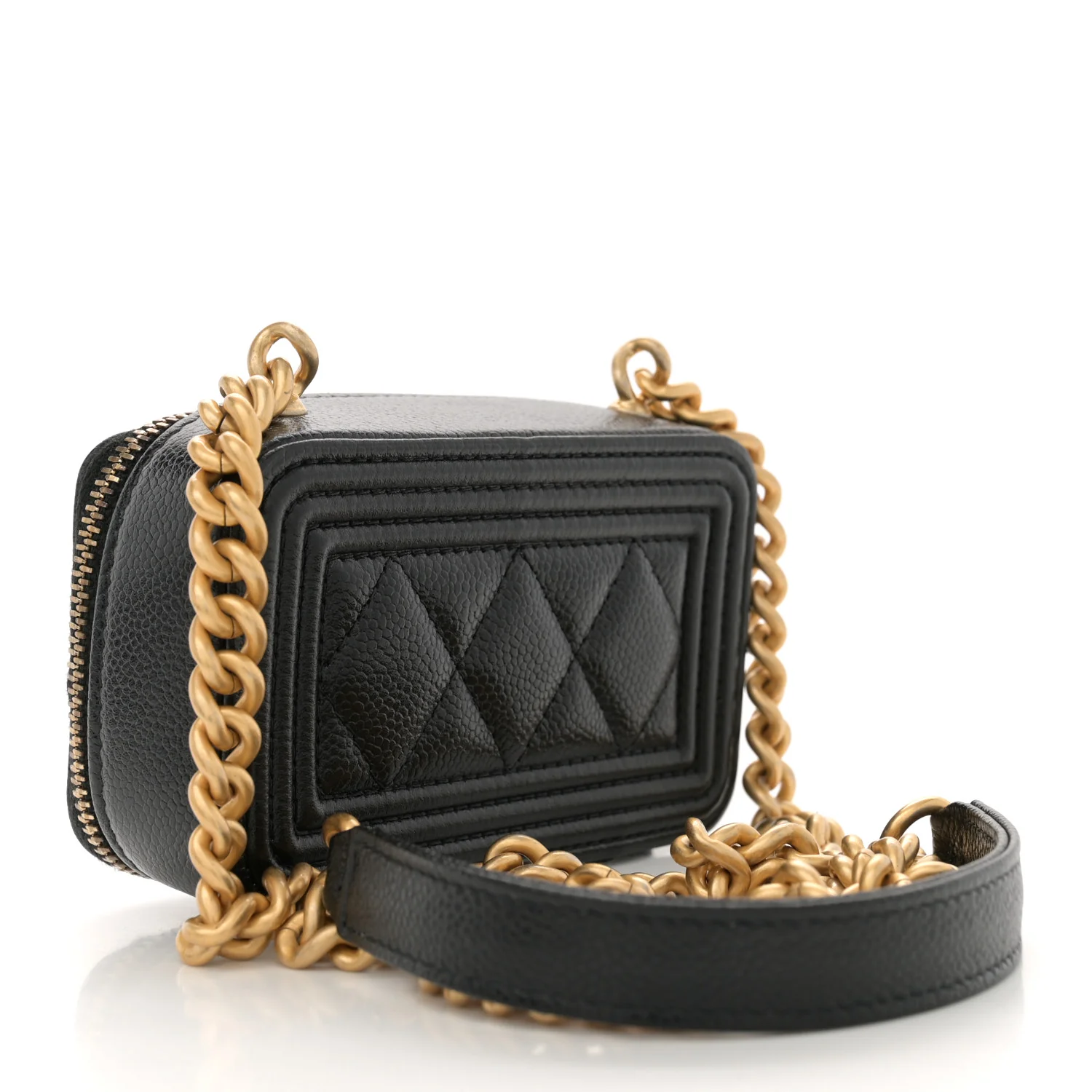 Caviar Quilted Mini Boy Clutch With Chain Black - Image 3