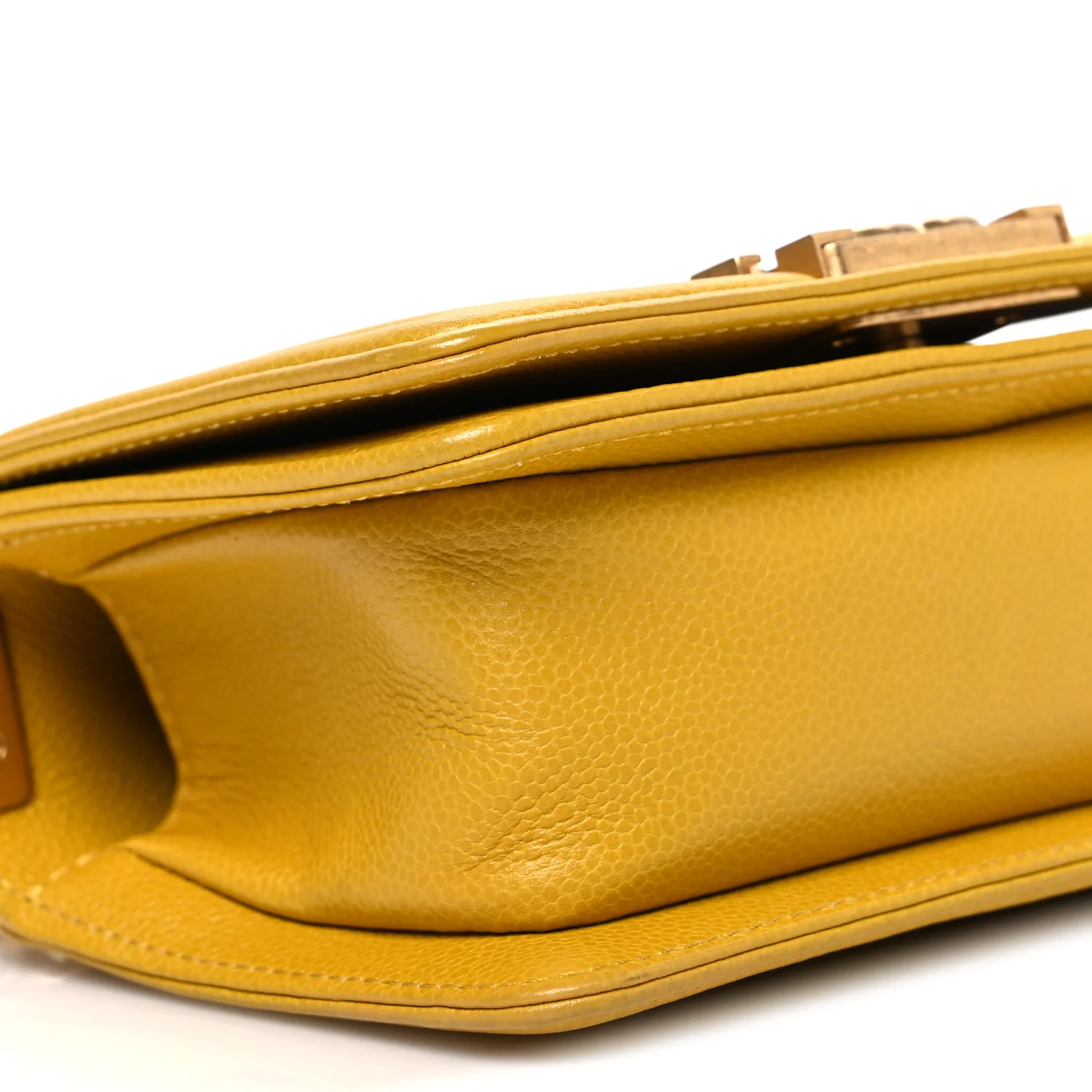 Caviar Quilted Mini Boy Flap Yellow - Image 9