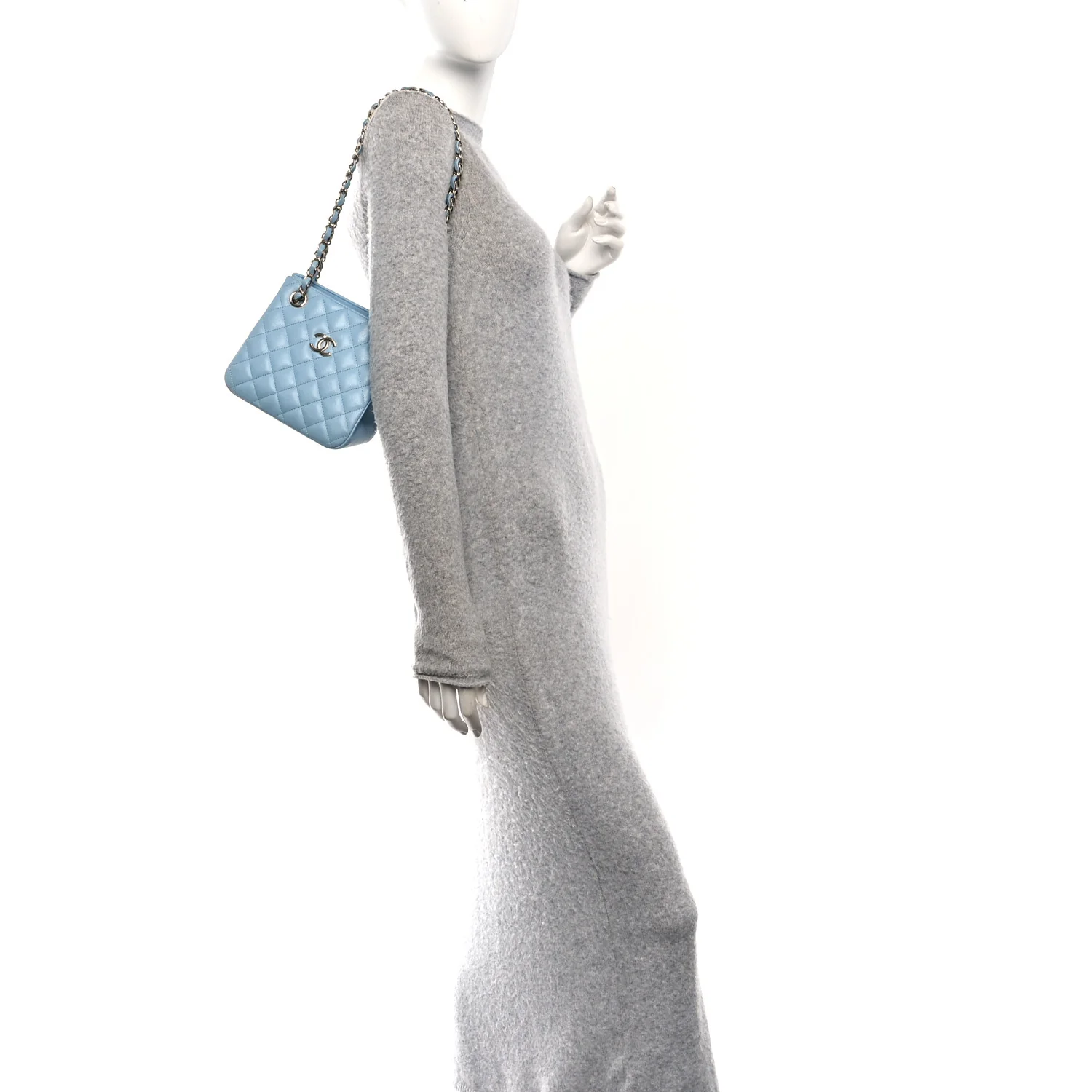 Caviar Quilted Mini Bucket Bag Blue - Image 2