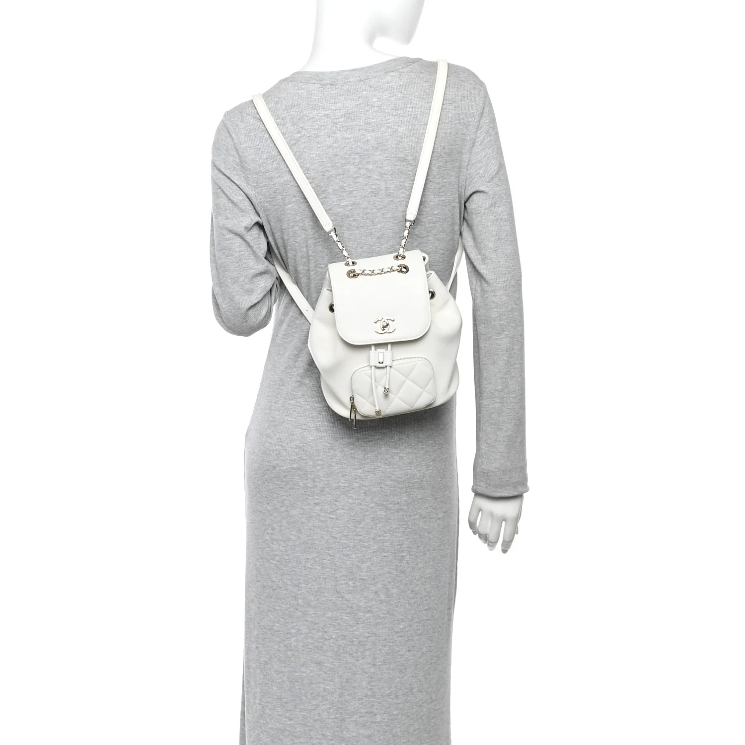 Caviar Quilted Mini Business Affinity Backpack White - Image 2