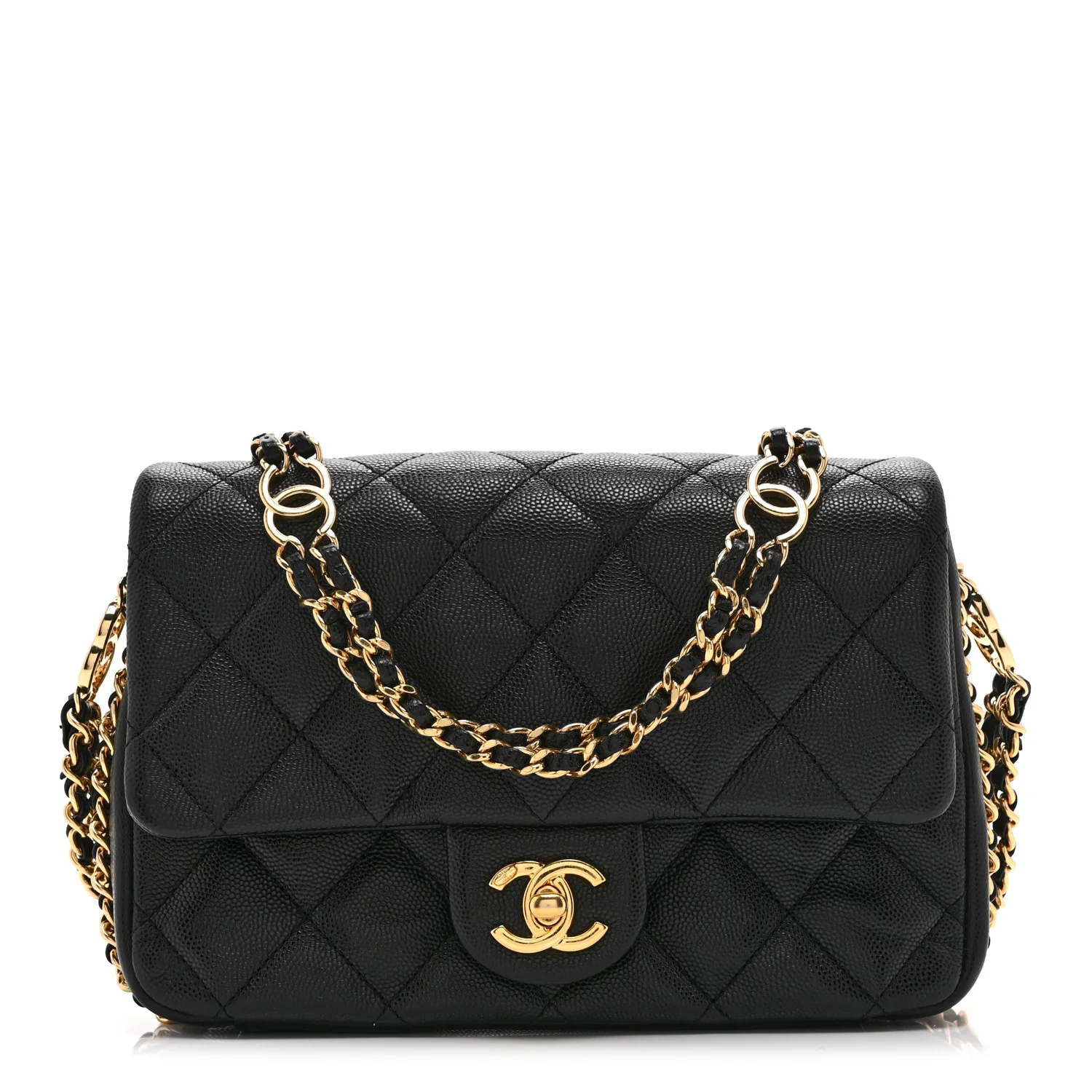 Caviar Quilted Mini CC You Flap Black
