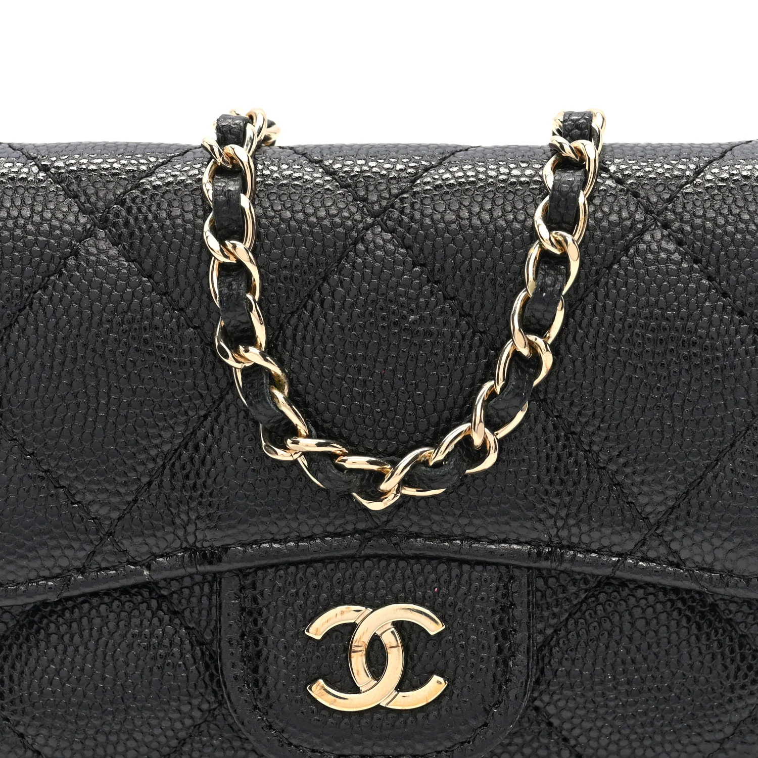 Caviar Quilted Mini Chain Belt Bag Black - Image 8