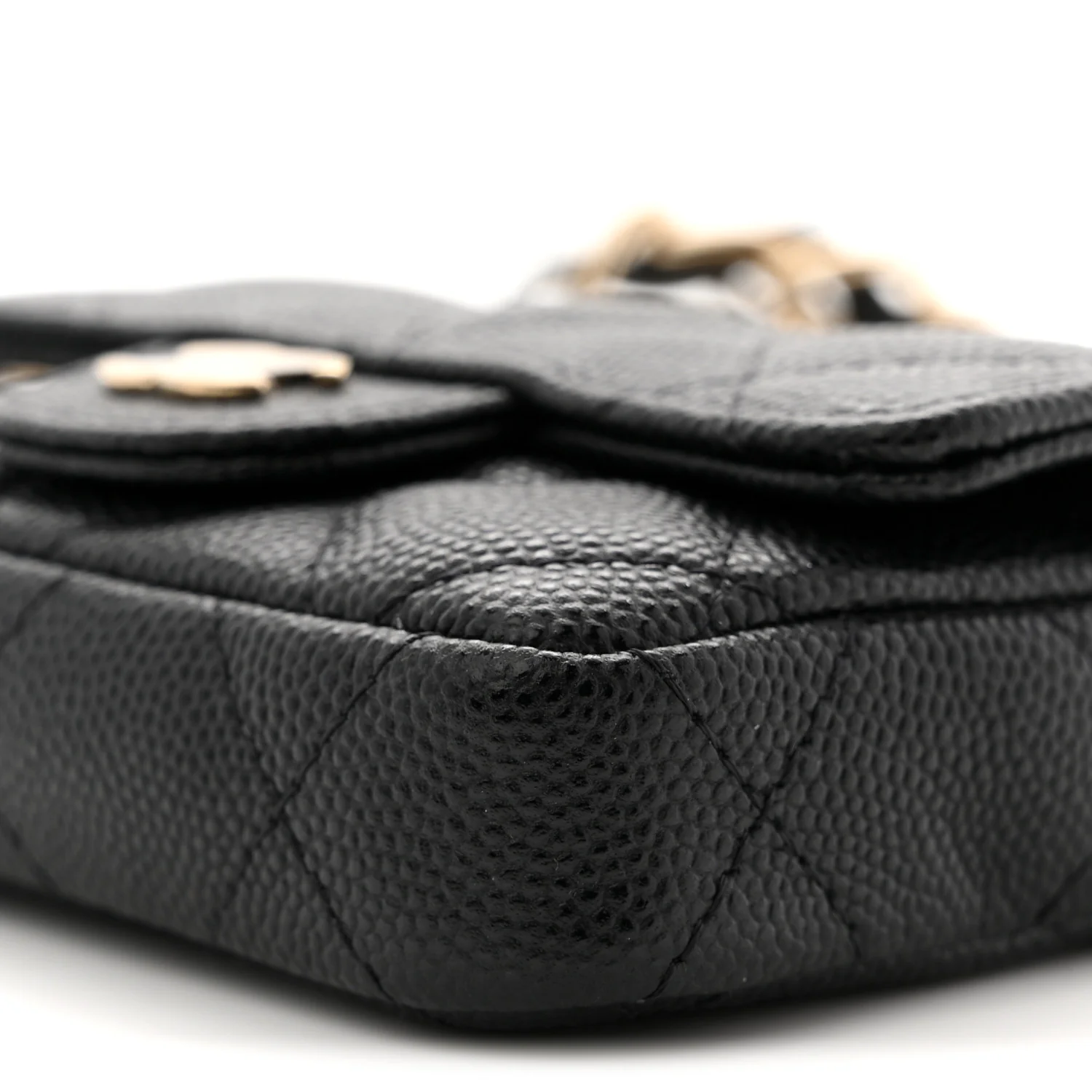 Caviar Quilted Mini Chain Belt Bag Black - Image 10