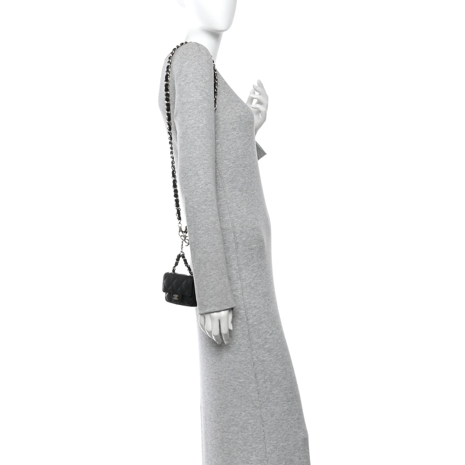 Caviar Quilted Mini Chain Belt Bag Black - Image 2