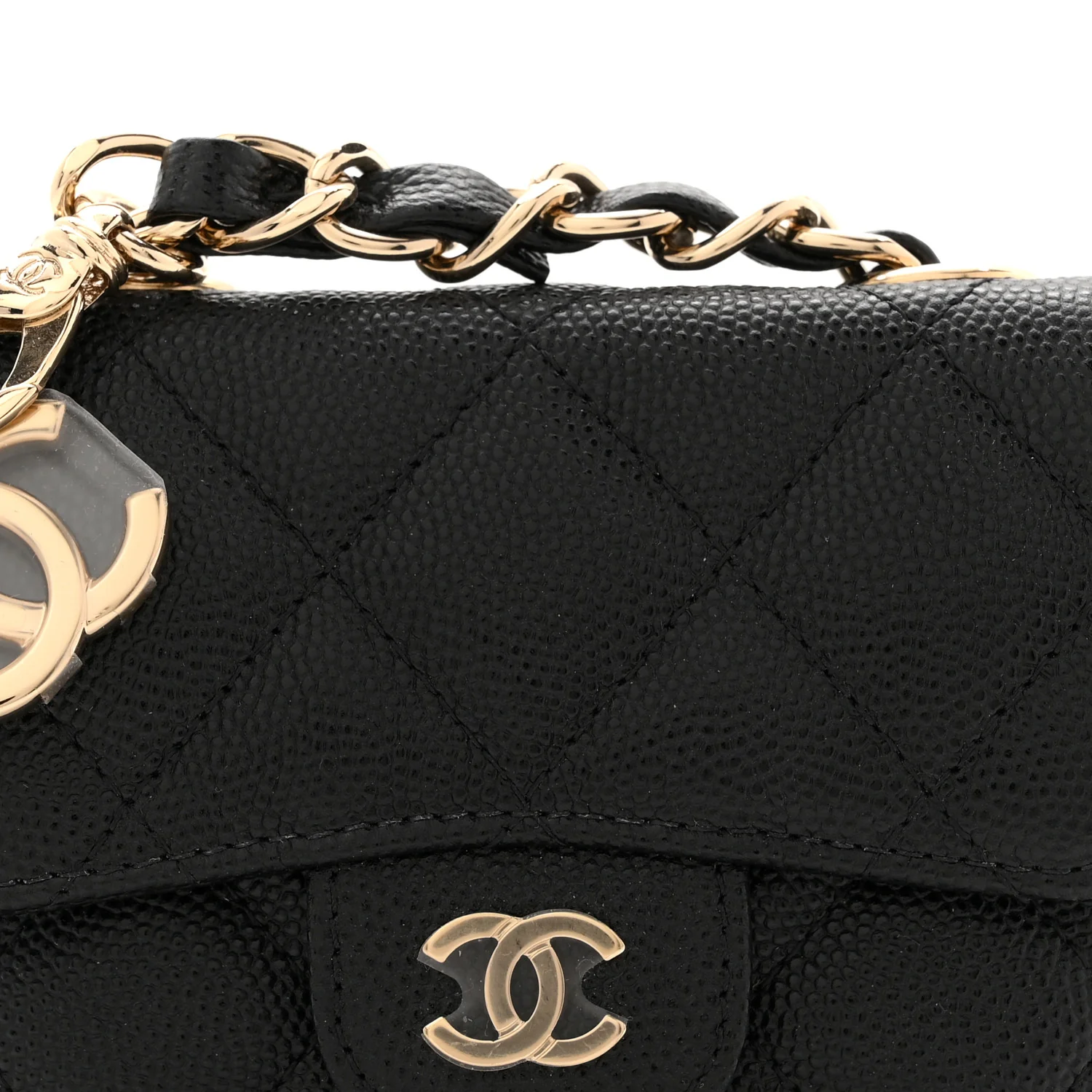 Caviar Quilted Mini Chain Belt Bag Black - Image 8