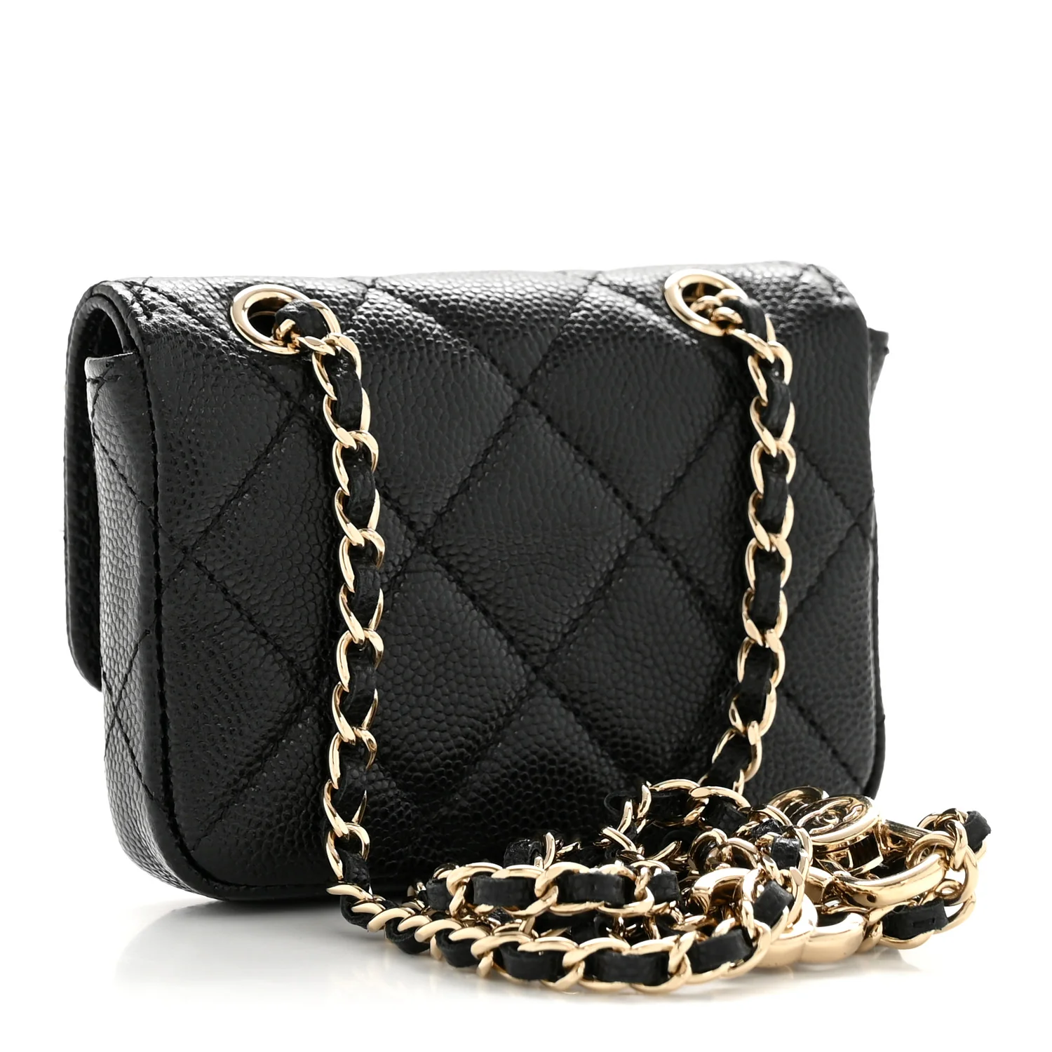 Caviar Quilted Mini Chain Belt Bag Black - Image 3