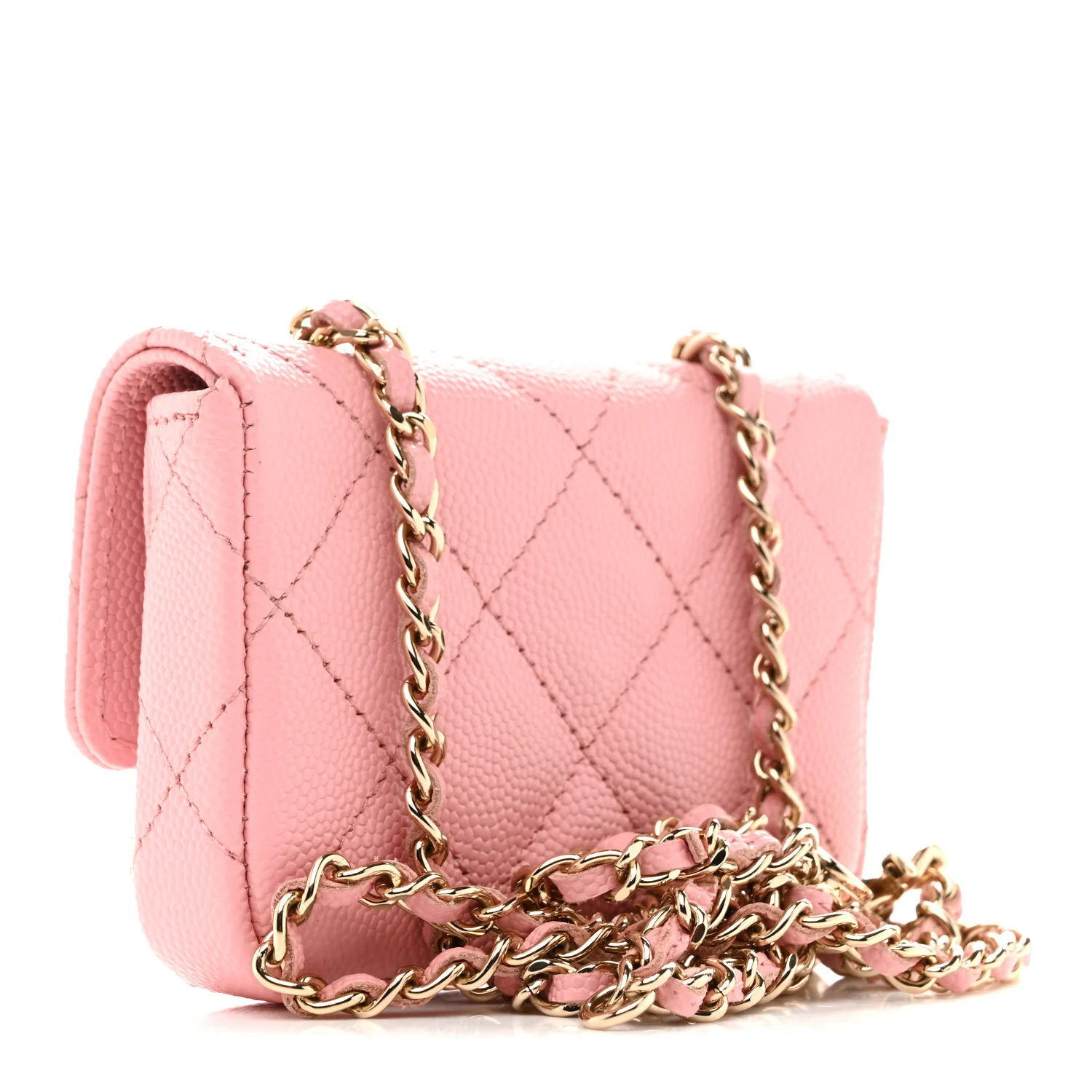 Caviar Quilted Mini Chain Belt Bag Light Pink - Image 3