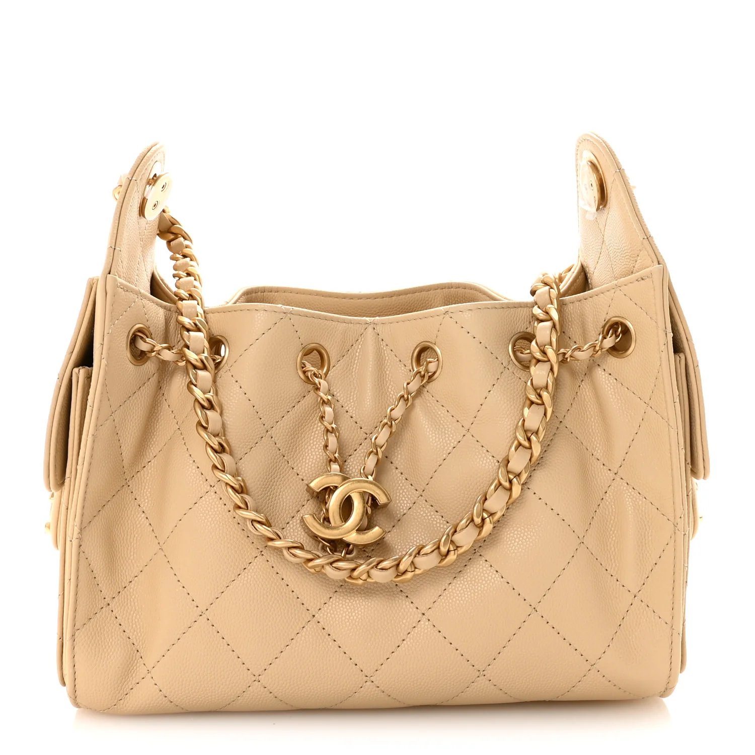 Caviar Quilted Mini Chanel 25 Handbag Beige