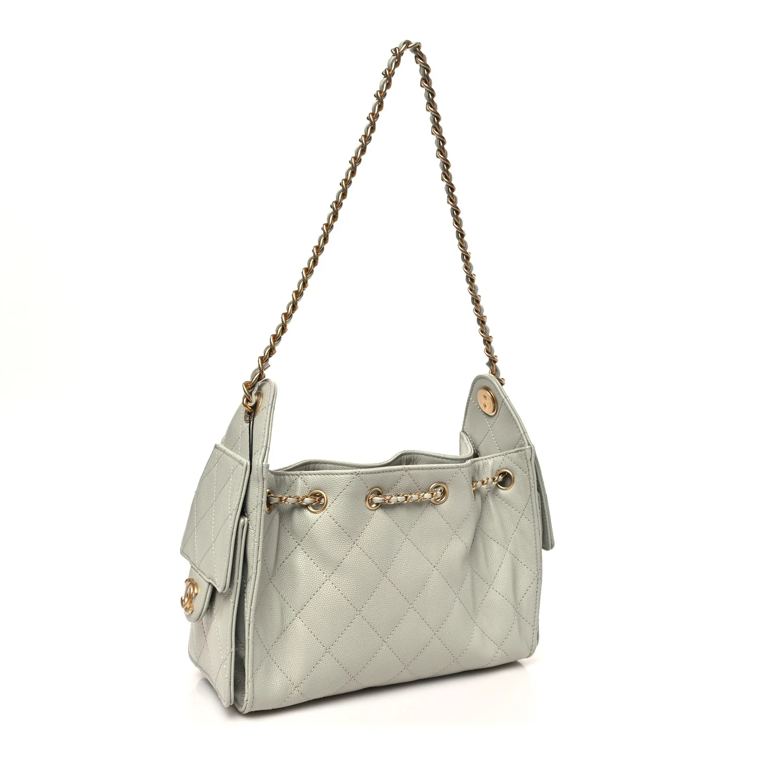Caviar Quilted Mini Chanel 25 Handbag Light Green - Image 3