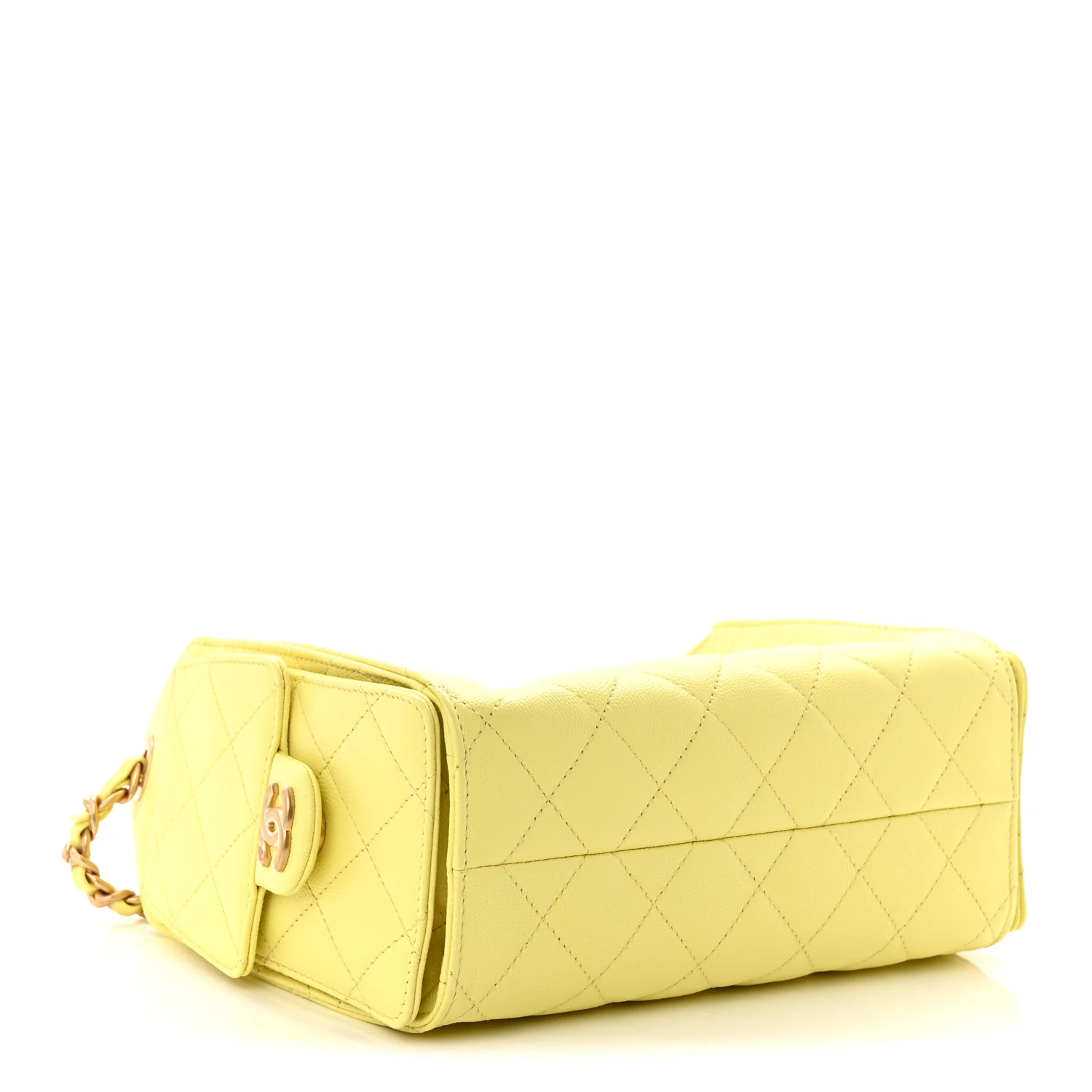 Caviar Quilted Mini Chanel 25 Handbag Light Yellow - Image 4