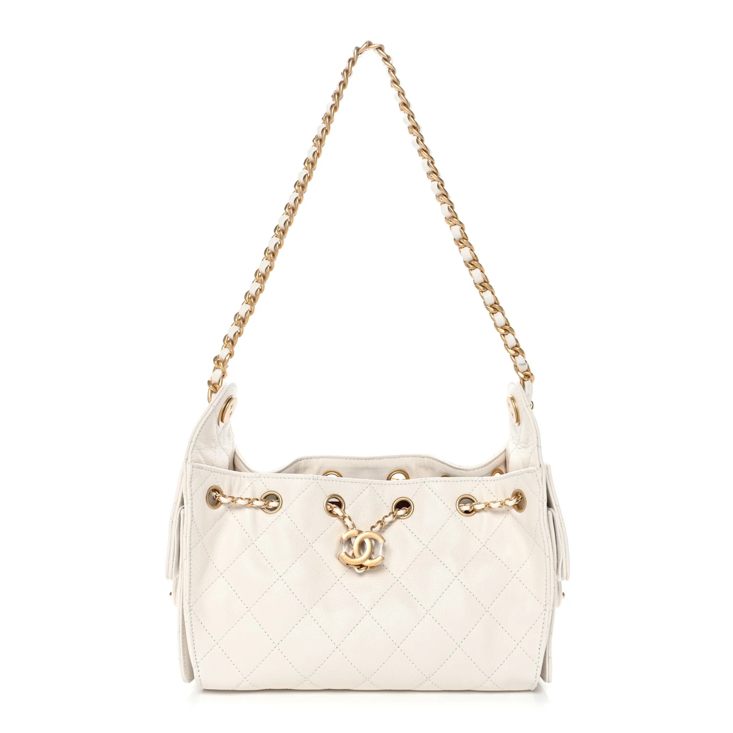 Caviar Quilted Mini Chanel 25 Handbag White