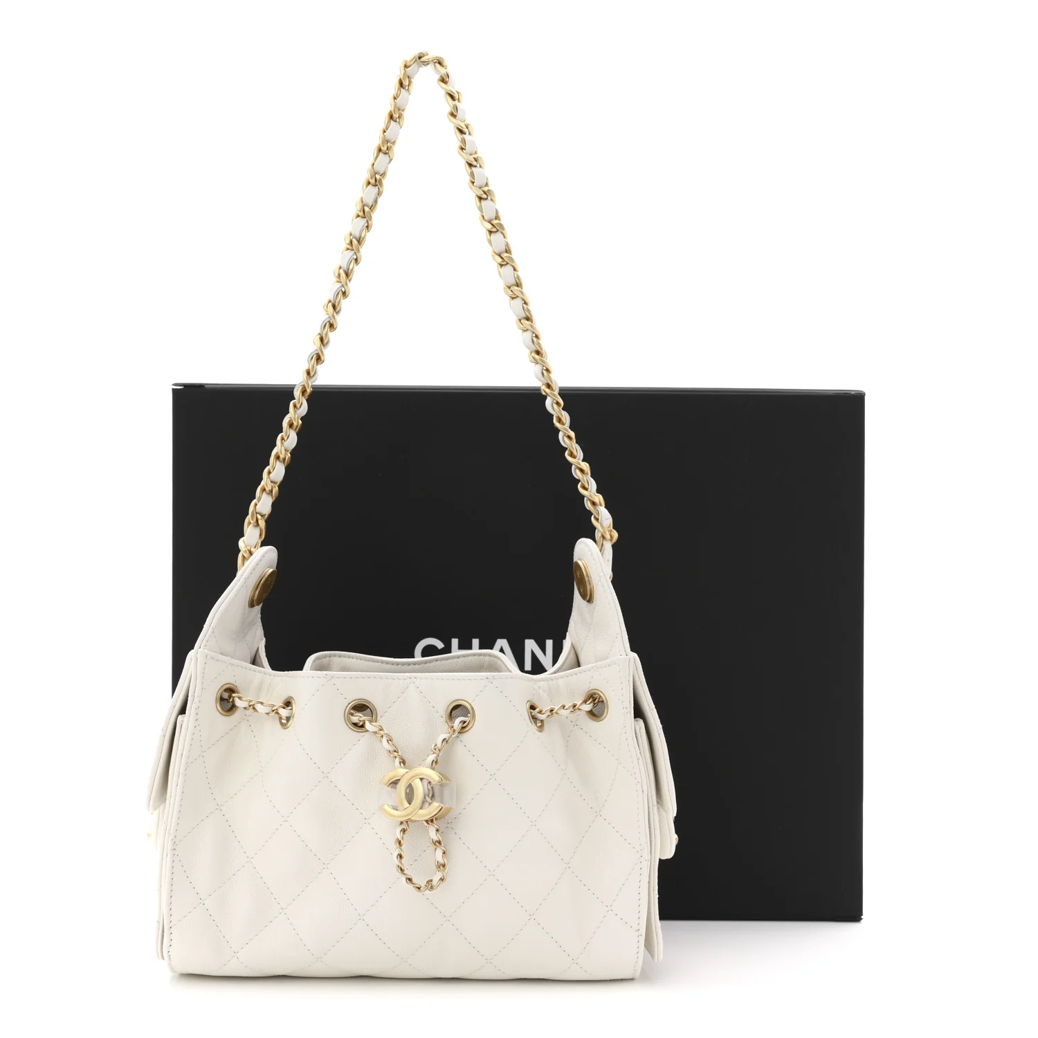 Caviar Quilted Mini Chanel 25 Handbag White - Image 10