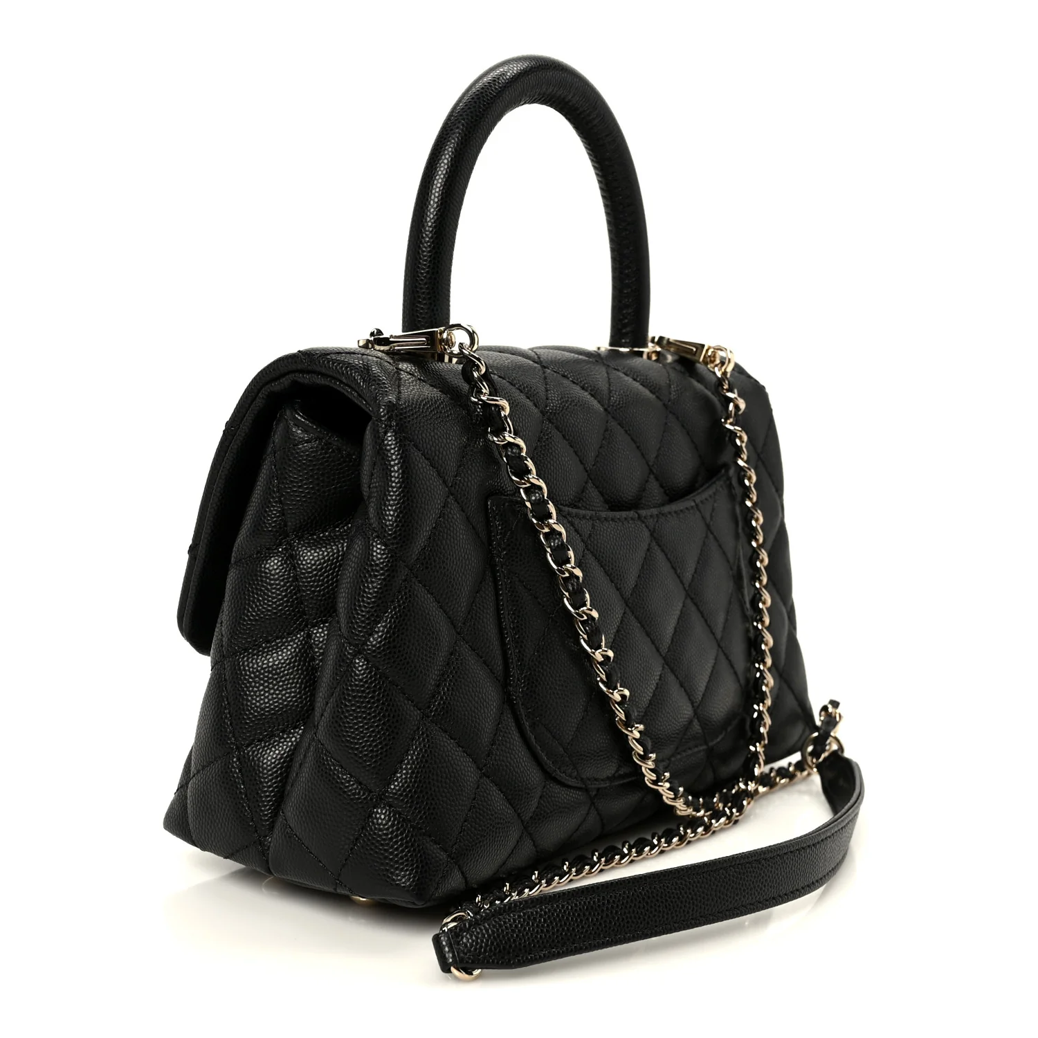 Caviar Quilted Mini Coco Handle Flap Black - Image 3