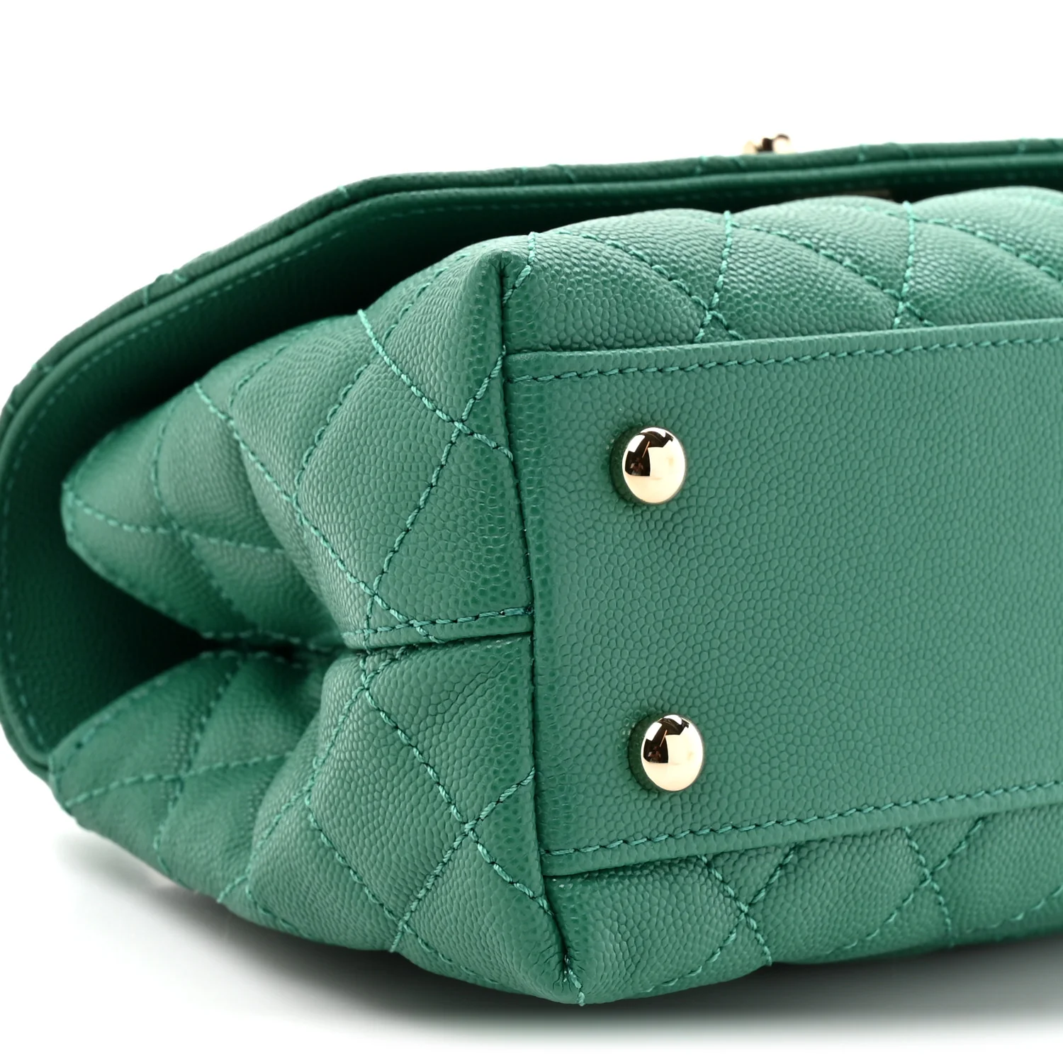Caviar Quilted Mini Coco Handle Flap Green - Image 10