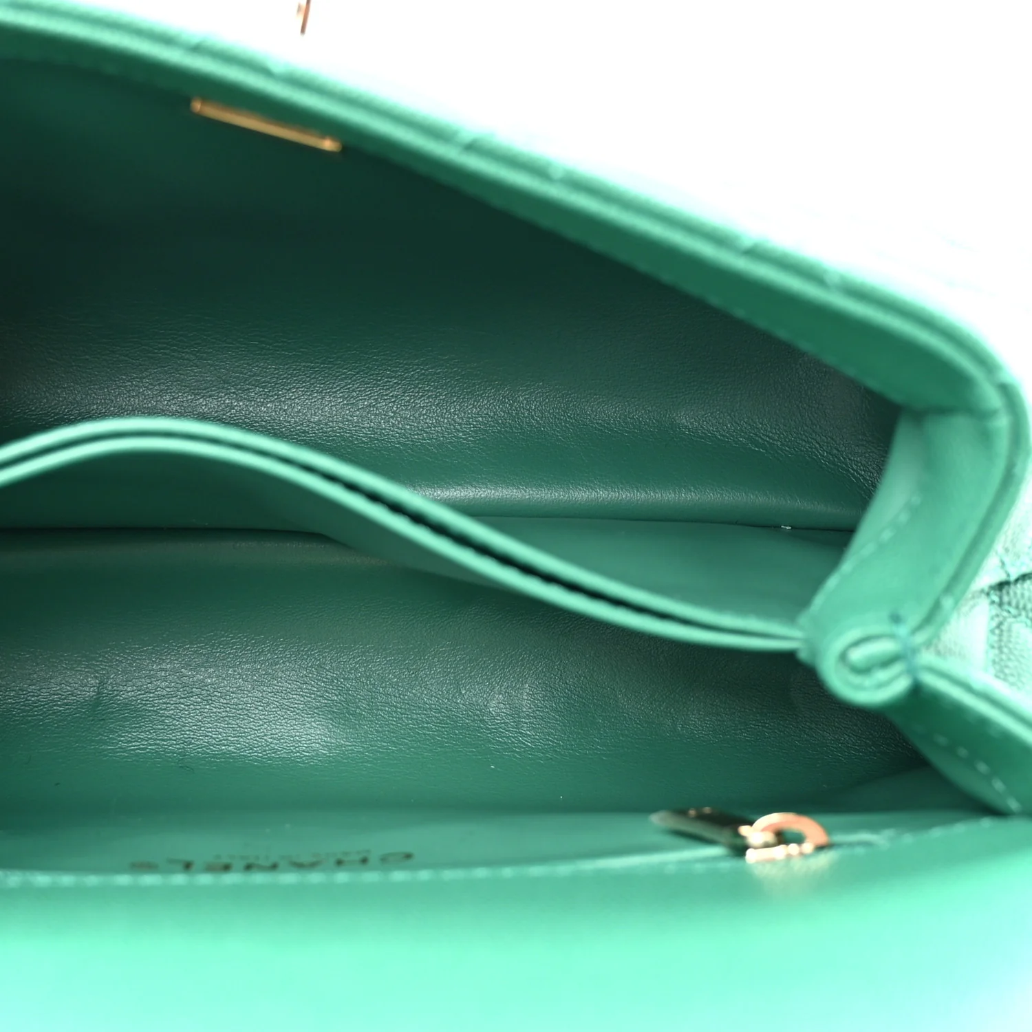 Caviar Quilted Mini Coco Handle Flap Green - Image 5