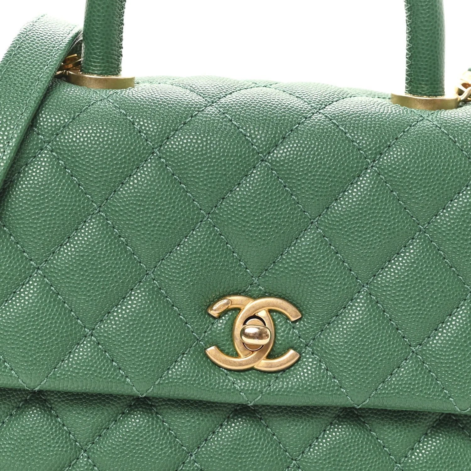 Caviar Quilted Mini Coco Handle Flap Green - Image 8