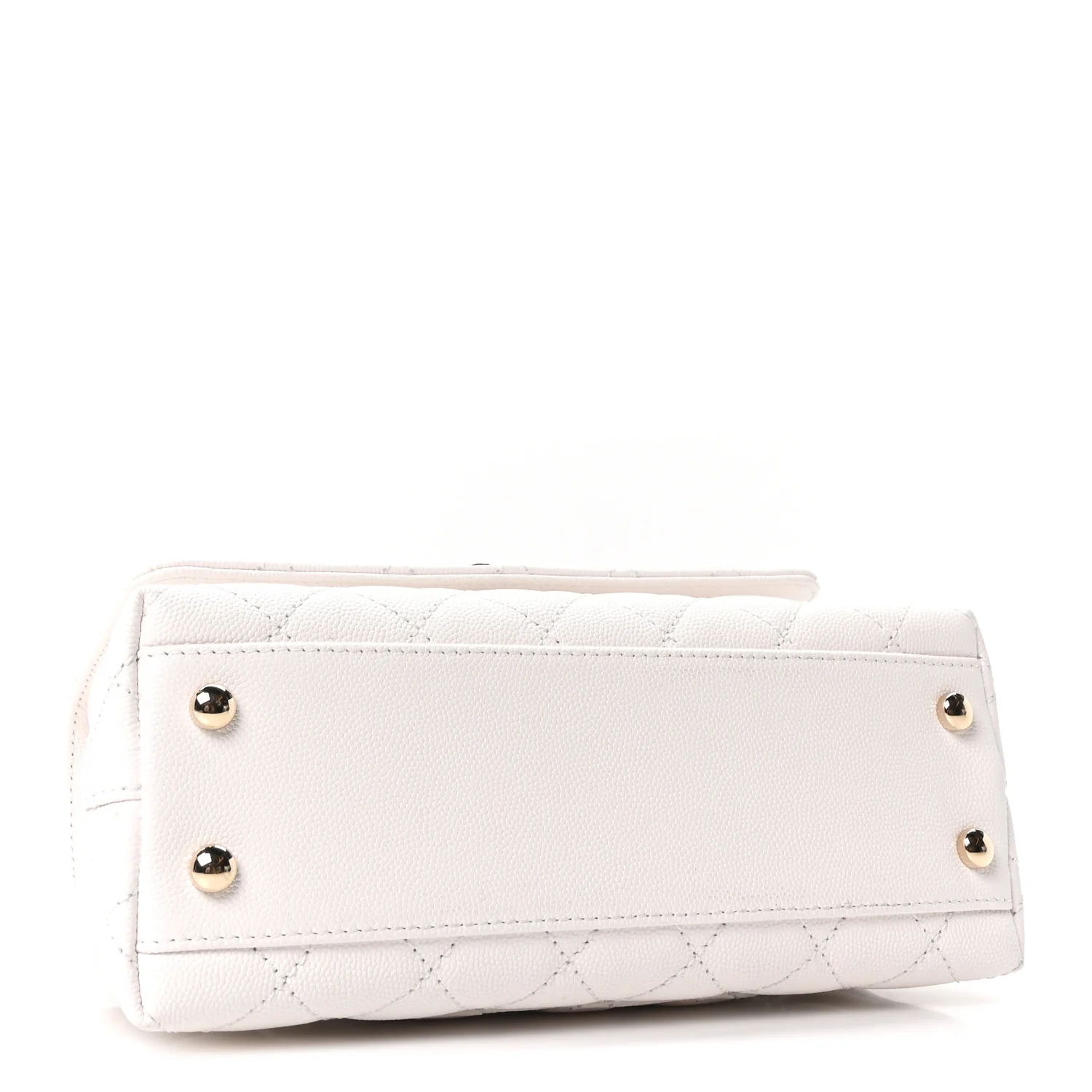 Caviar Quilted Mini Coco Handle Flap White - Image 4