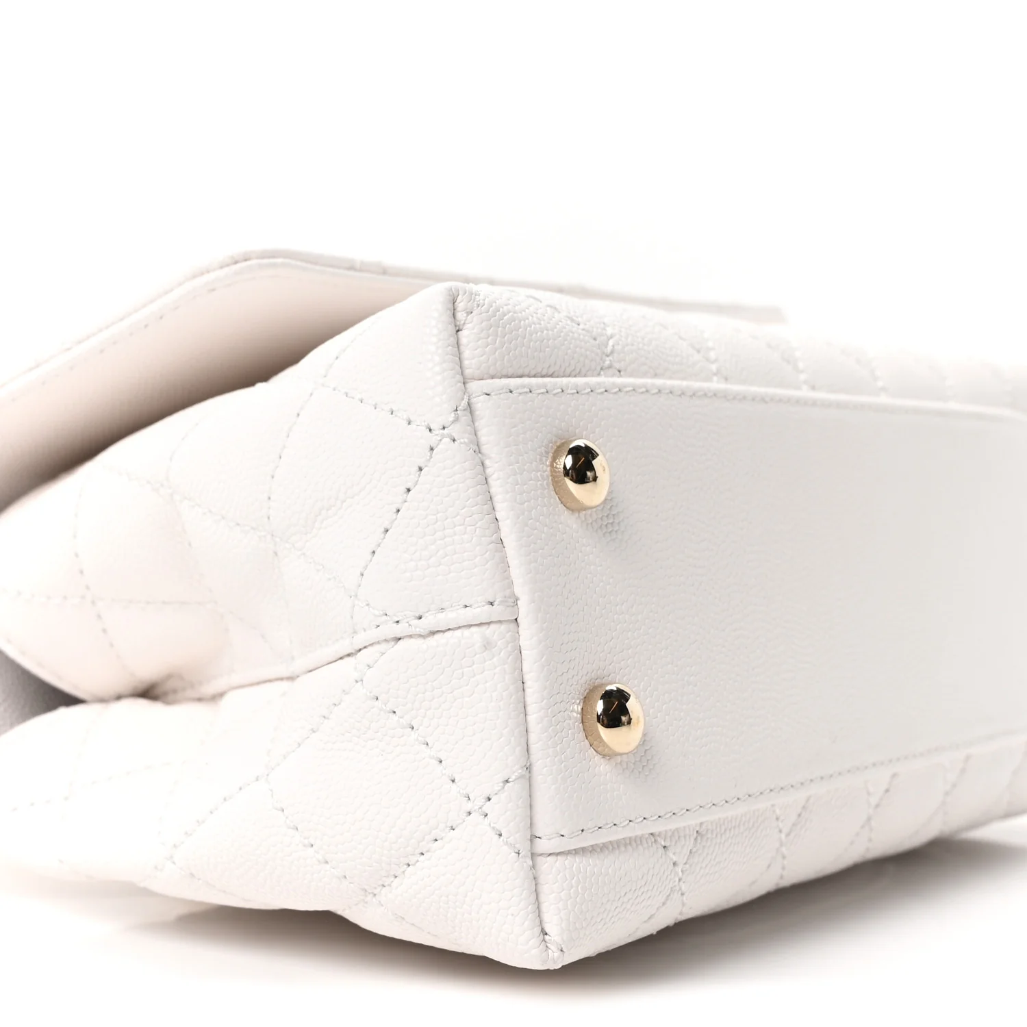 Caviar Quilted Mini Coco Handle Flap White - Image 9