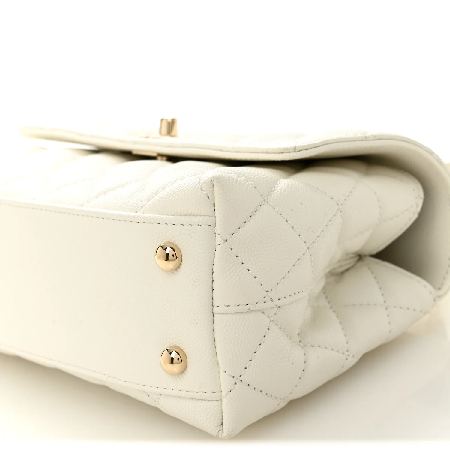 Caviar Quilted Mini Coco Handle Flap White - Image 10