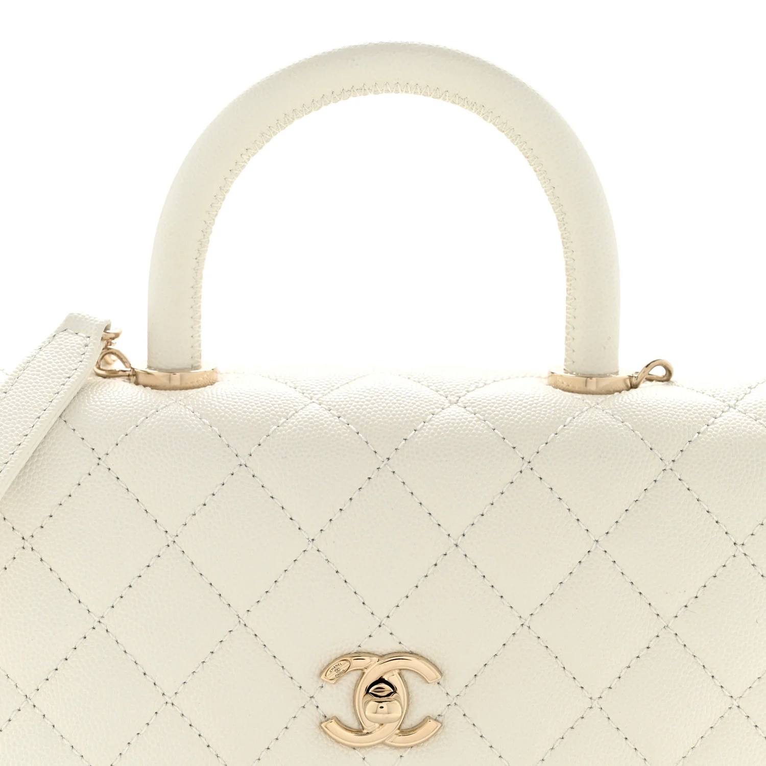 Caviar Quilted Mini Coco Handle Flap White - Image 8