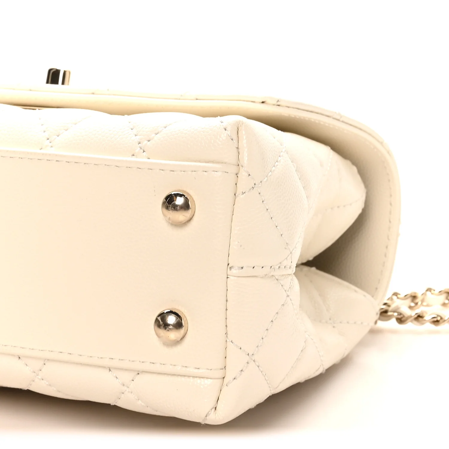 Caviar Quilted Mini Coco Handle Flap White - Image 10