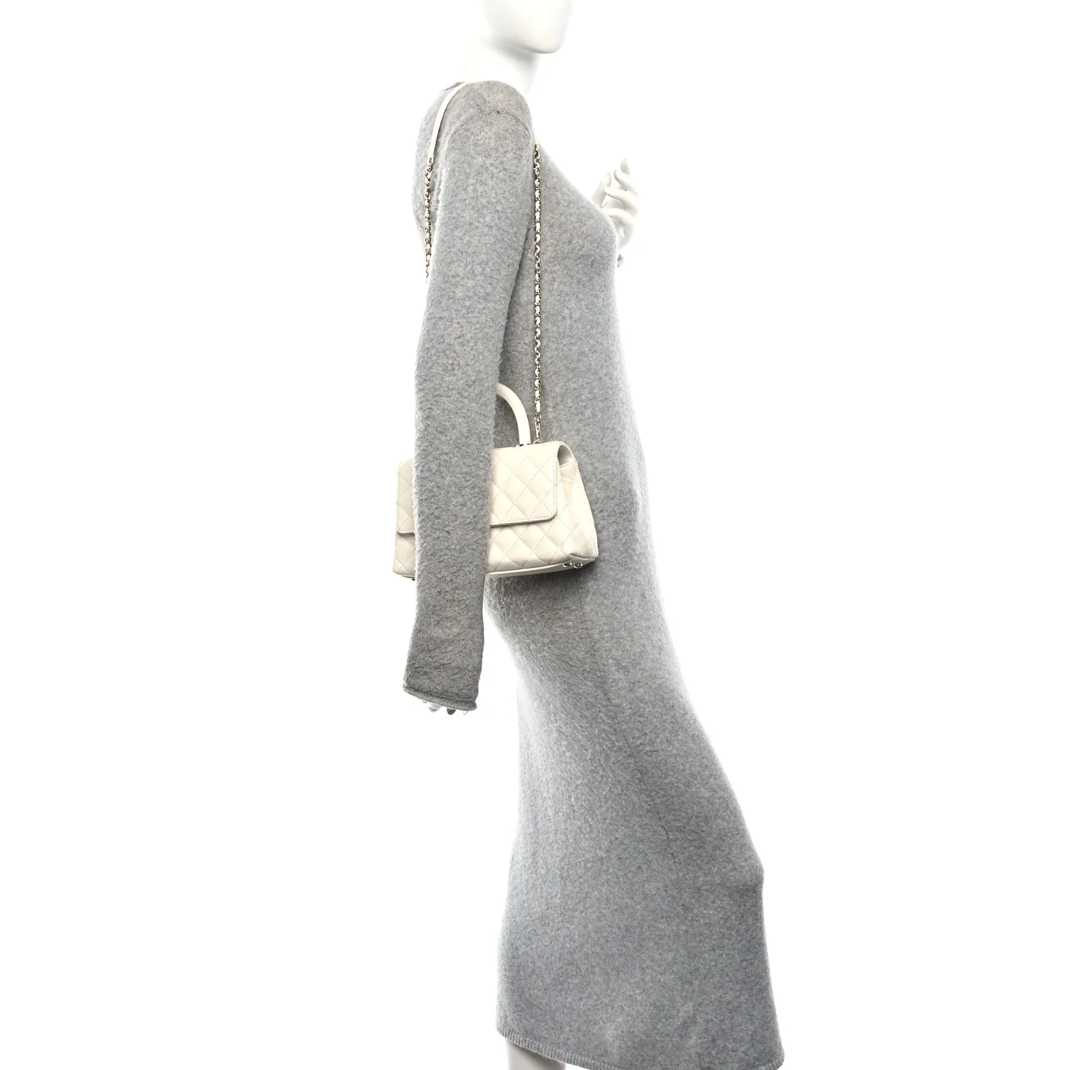 Caviar Quilted Mini Coco Handle Flap White - Image 2