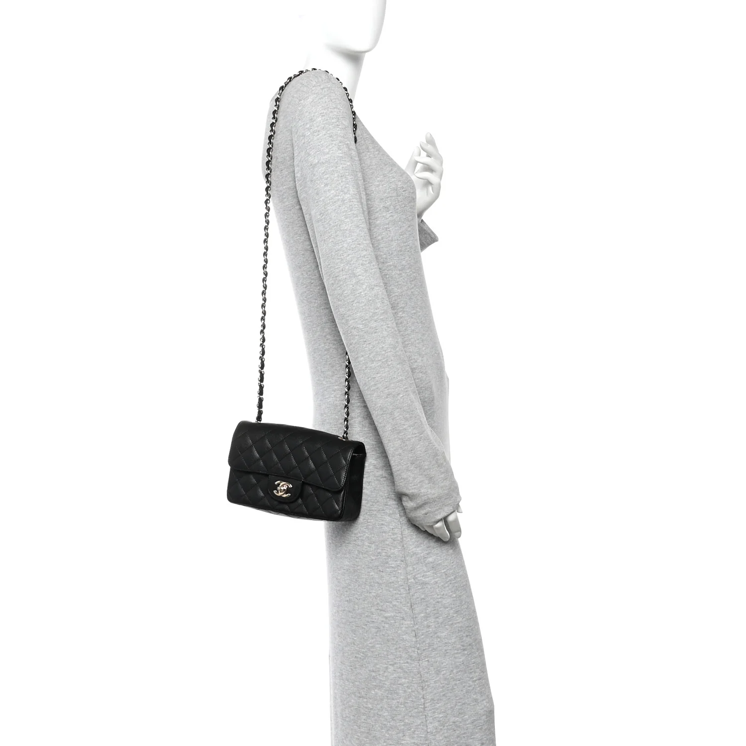 Caviar Quilted Mini Rectangular Flap Black - Image 2