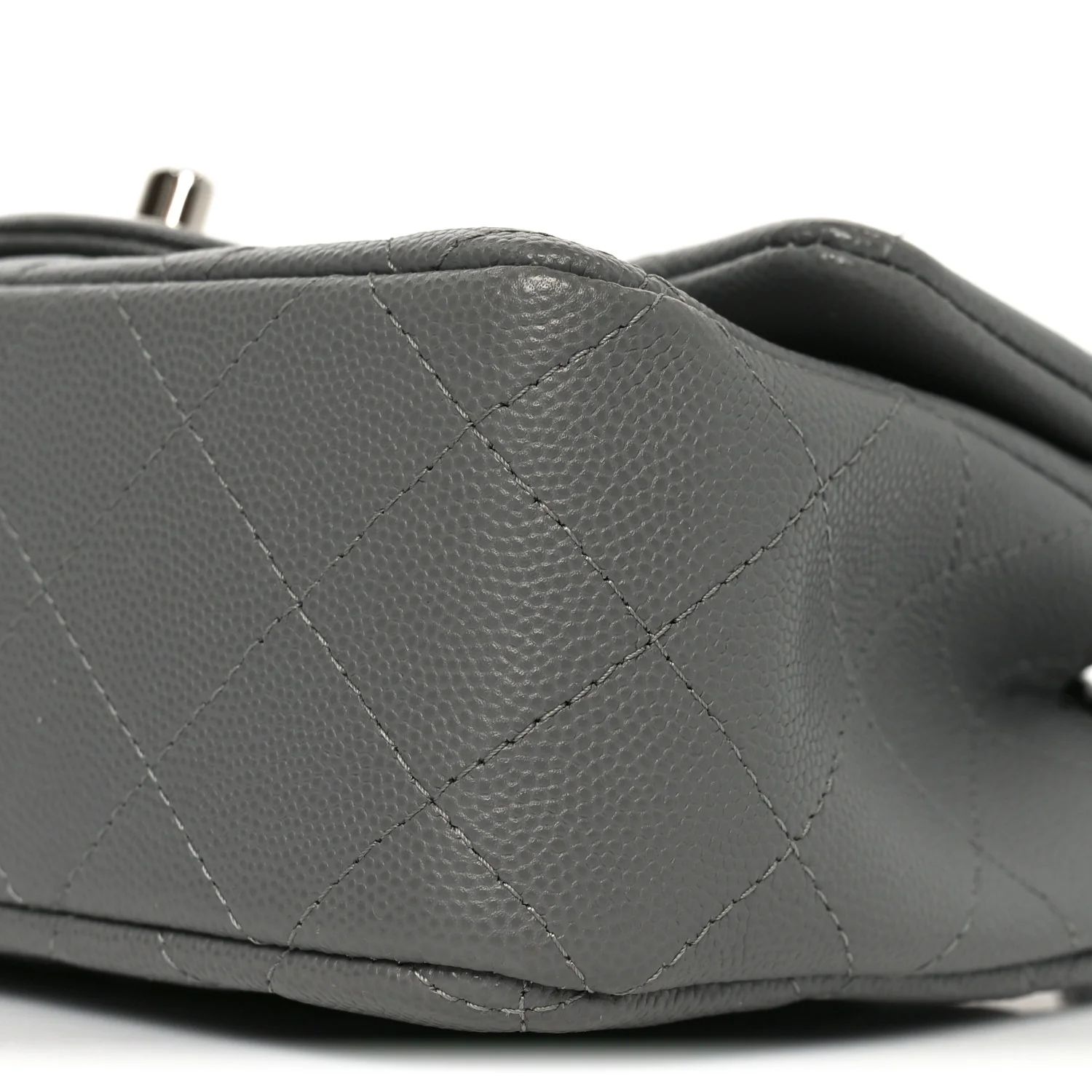 Caviar Quilted Mini Rectangular Flap Grey - Image 10