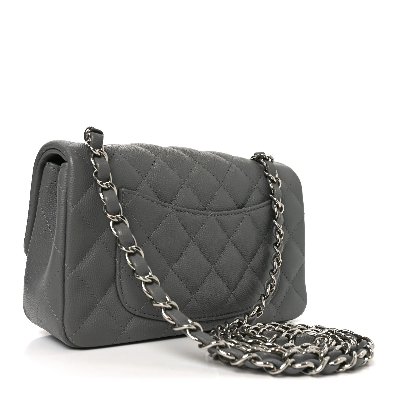 Caviar Quilted Mini Rectangular Flap Grey - Image 3