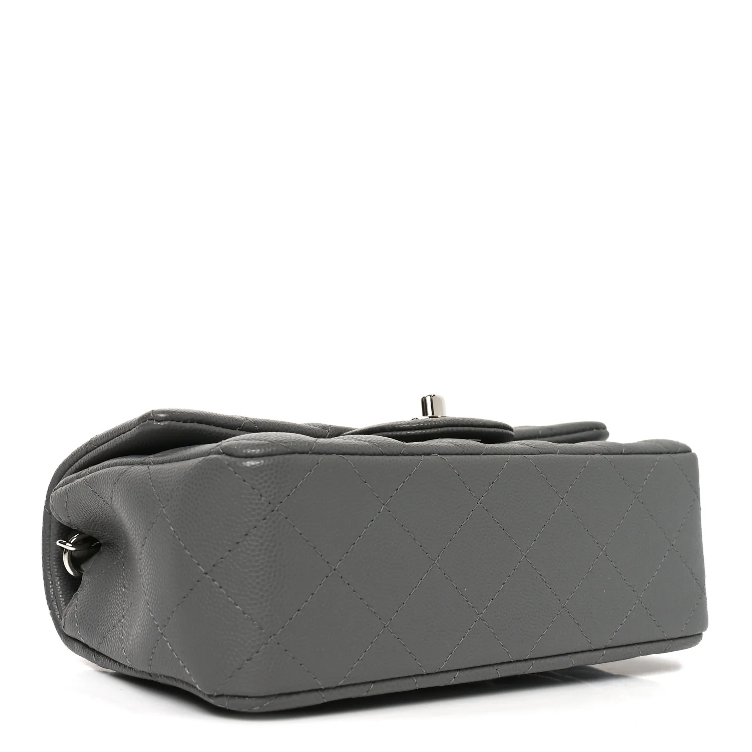 Caviar Quilted Mini Rectangular Flap Grey - Image 4
