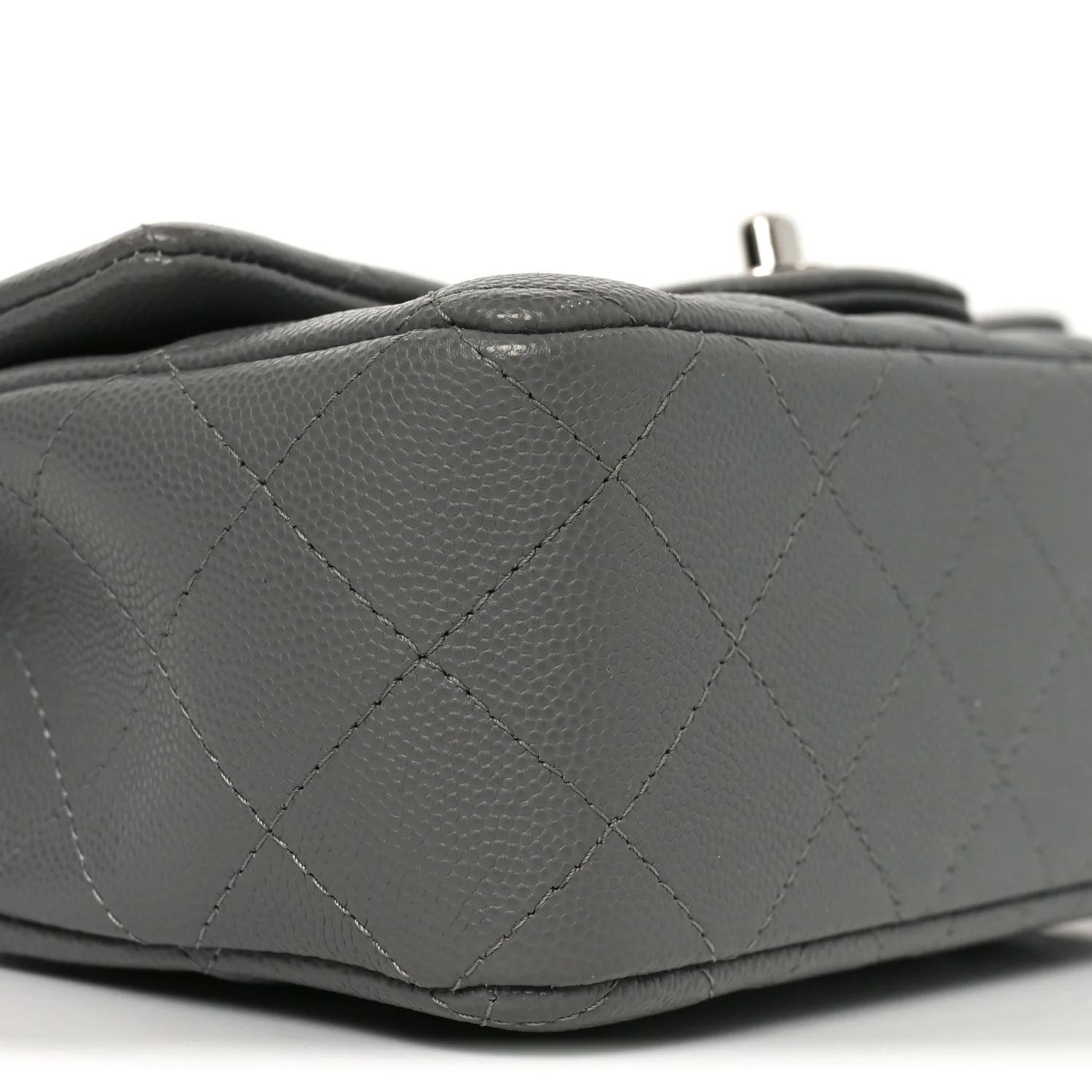 Caviar Quilted Mini Rectangular Flap Grey - Image 9