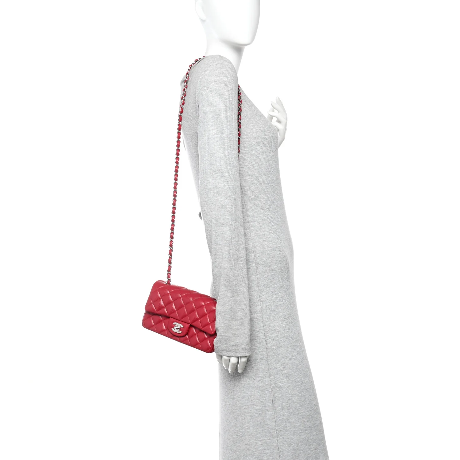 Caviar Quilted Mini Rectangular Flap Pink - Image 2