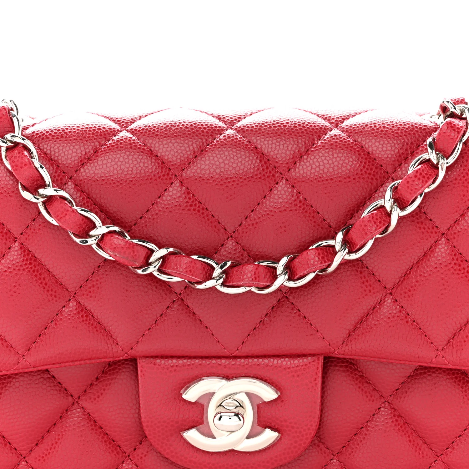Caviar Quilted Mini Rectangular Flap Pink - Image 8