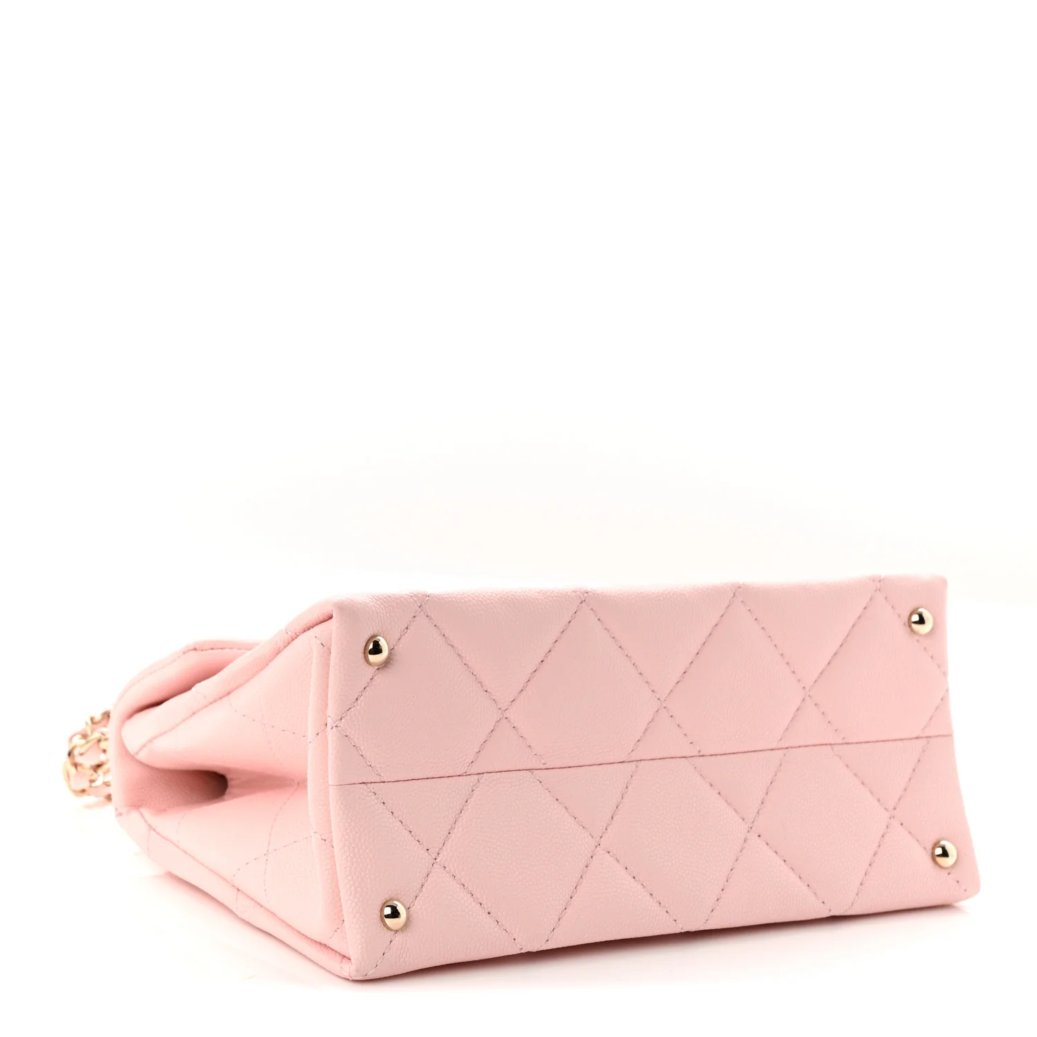 Caviar Quilted Mini Retro Twist Top Handle Flap Light Pink - Image 4