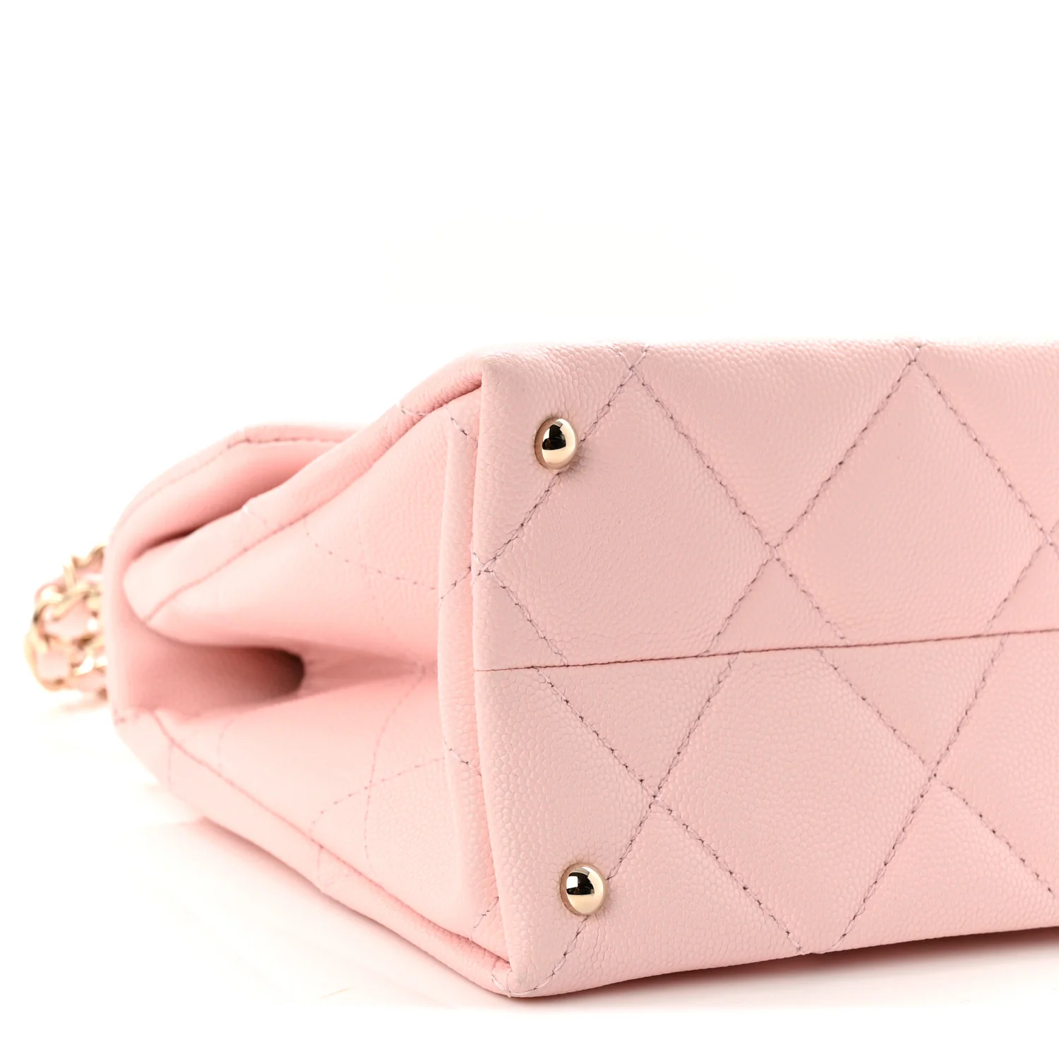 Caviar Quilted Mini Retro Twist Top Handle Flap Light Pink - Image 9