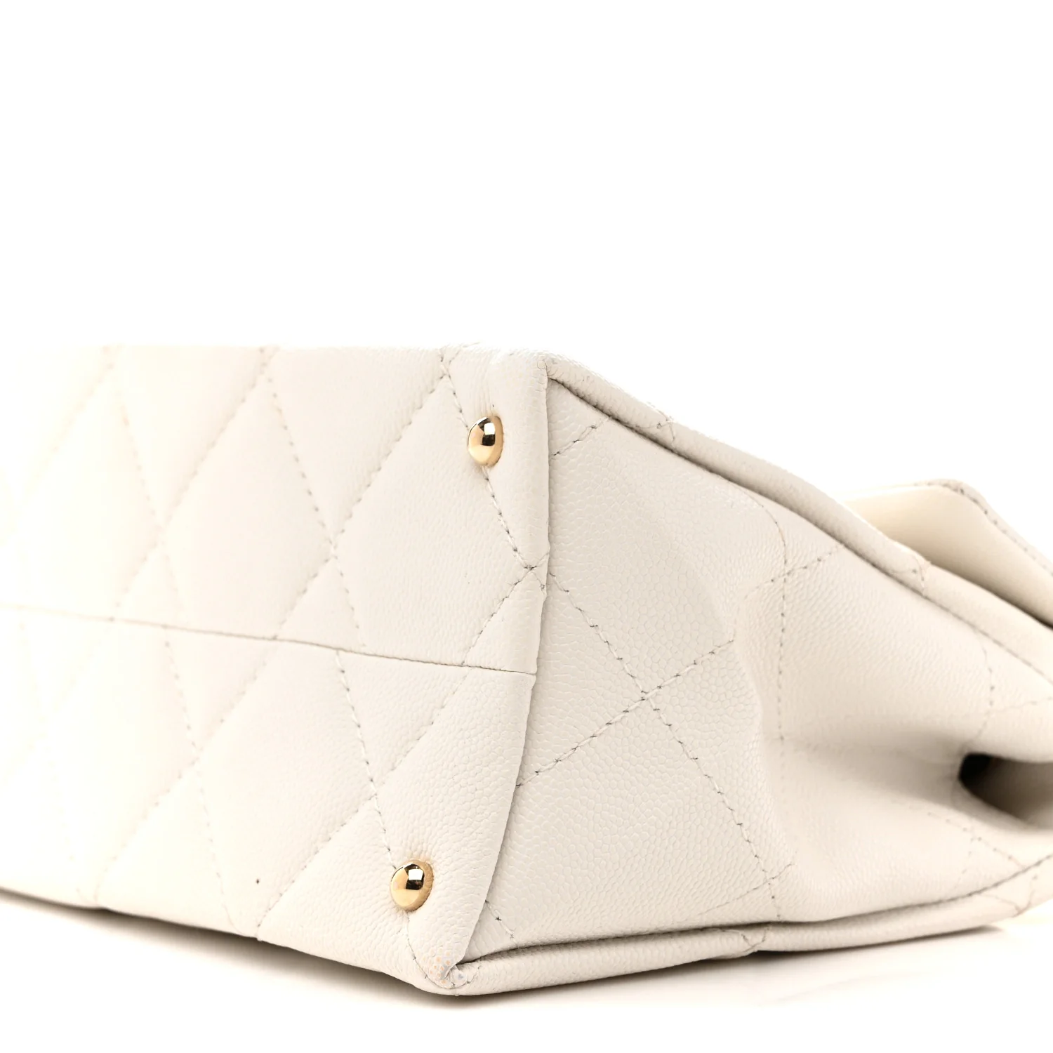 Caviar Quilted Mini Retro Twist Top Handle Flap White - Image 10