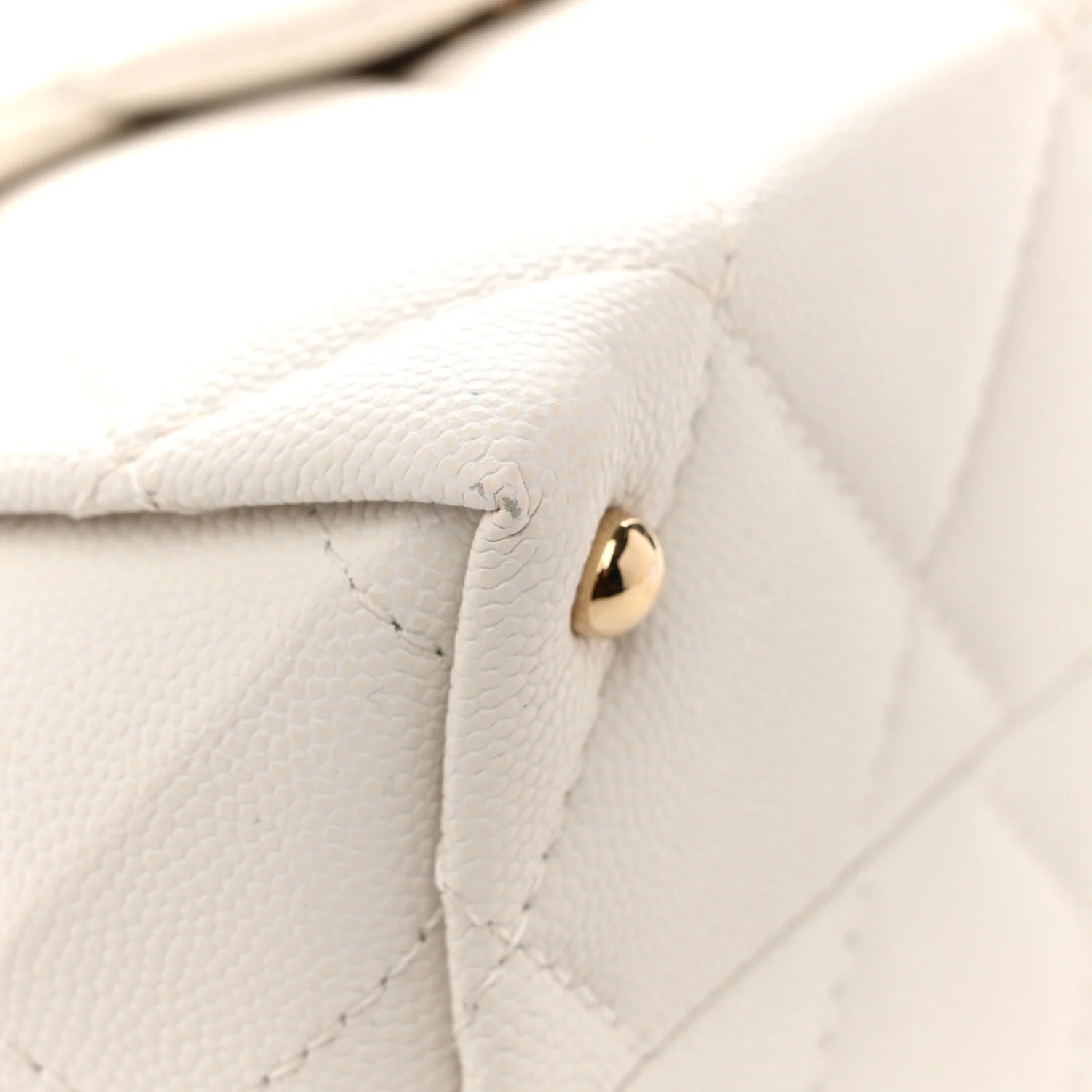Caviar Quilted Mini Retro Twist Top Handle Flap White - Image 12