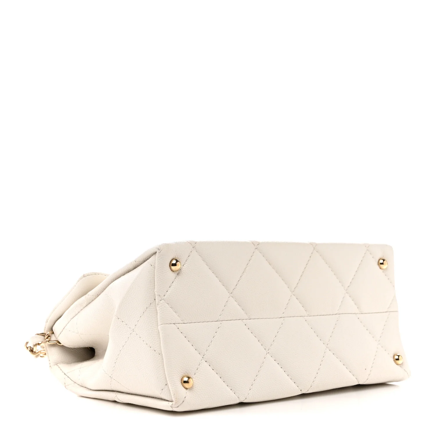 Caviar Quilted Mini Retro Twist Top Handle Flap White - Image 4