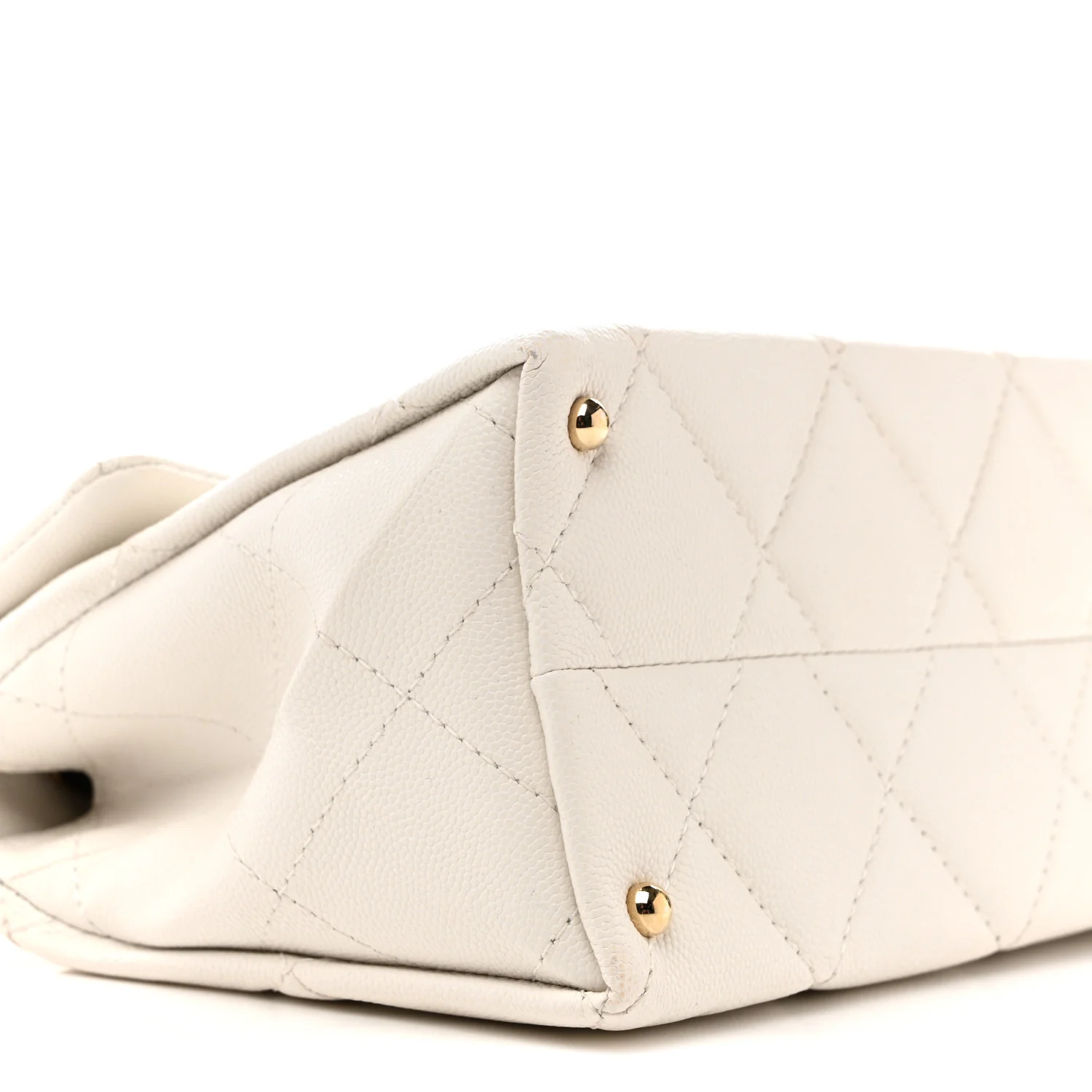 Caviar Quilted Mini Retro Twist Top Handle Flap White - Image 9