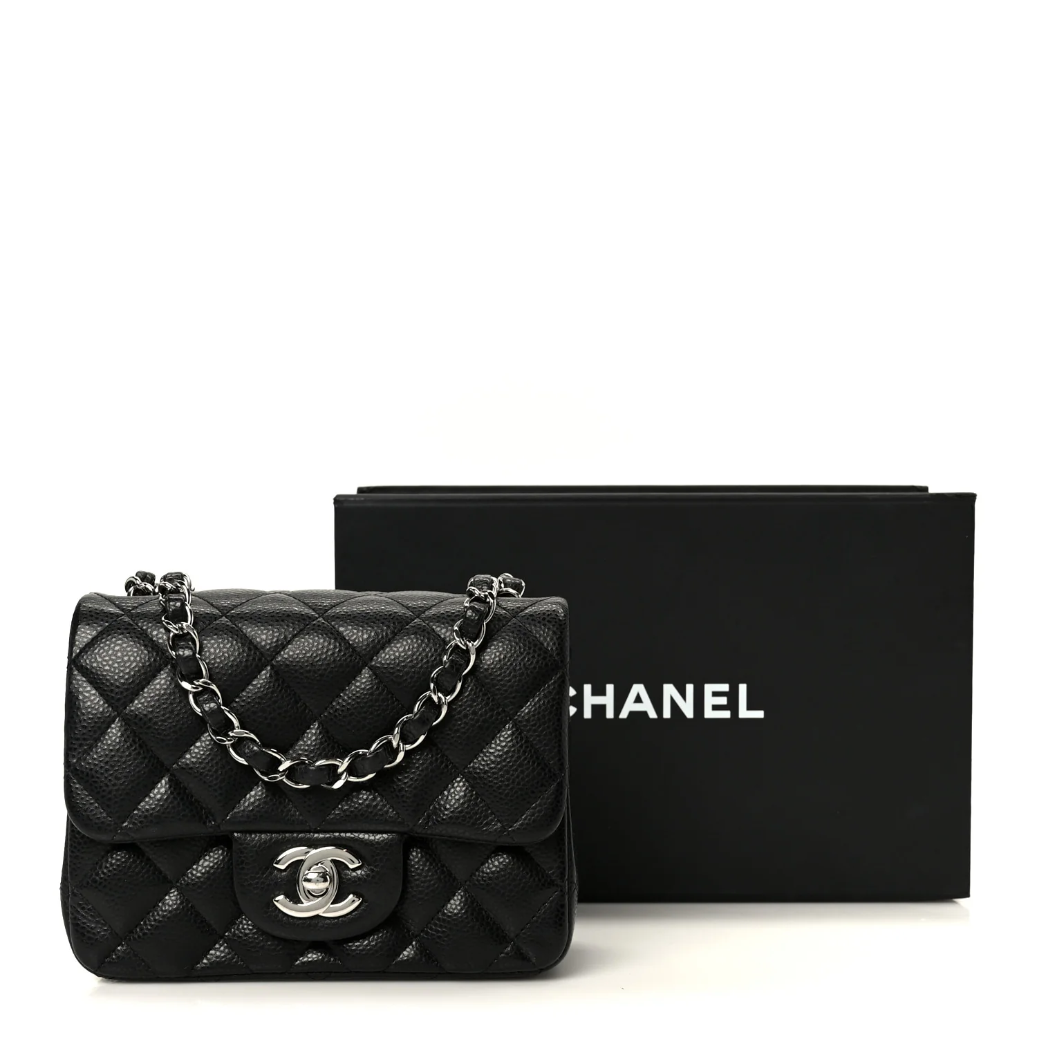 Caviar Quilted Mini Square Flap Black - Image 12