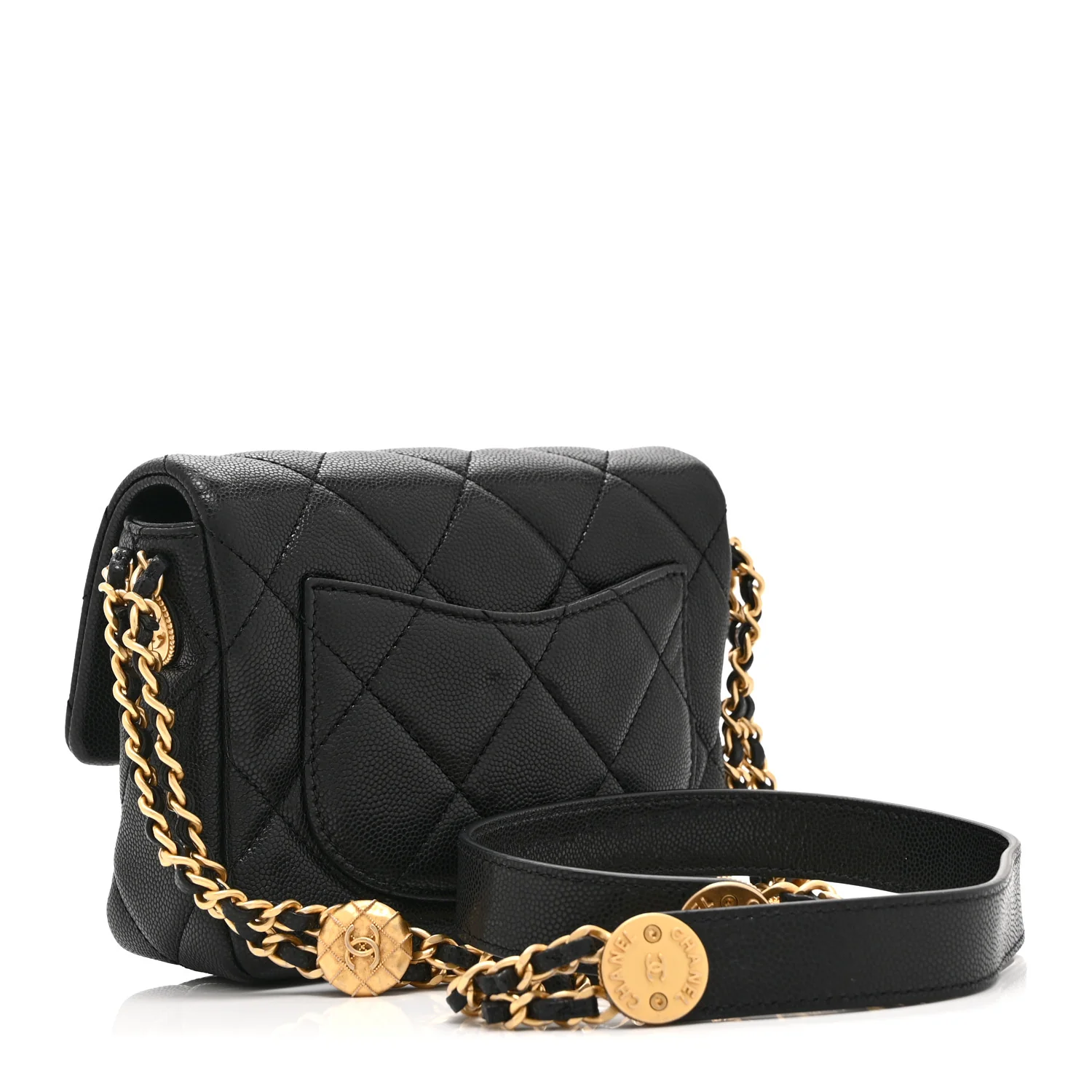 Caviar Quilted Mini Twist Your Buttons Flap Black - Image 3