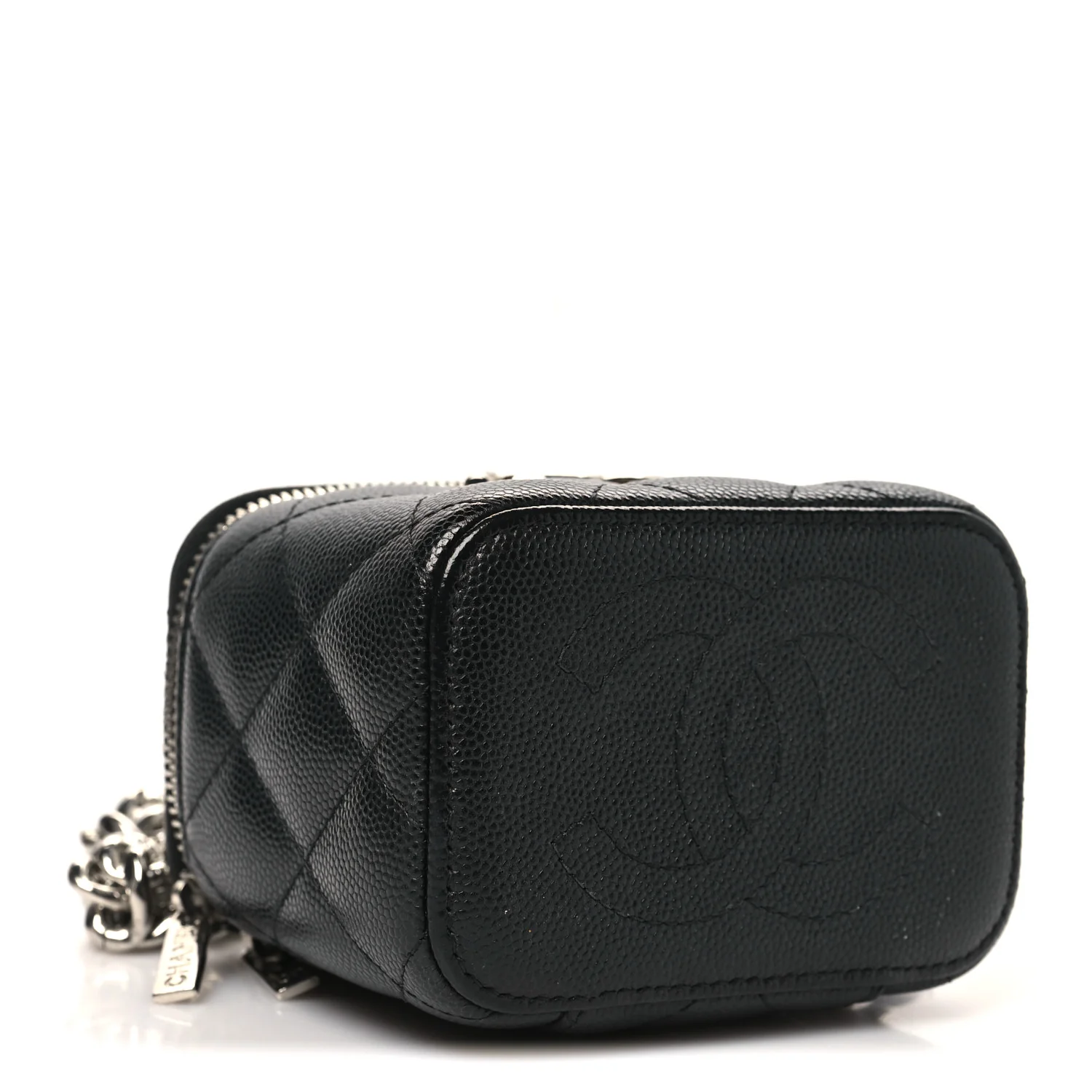 Caviar Quilted Mini Vanity Case With Chain Black - Image 4
