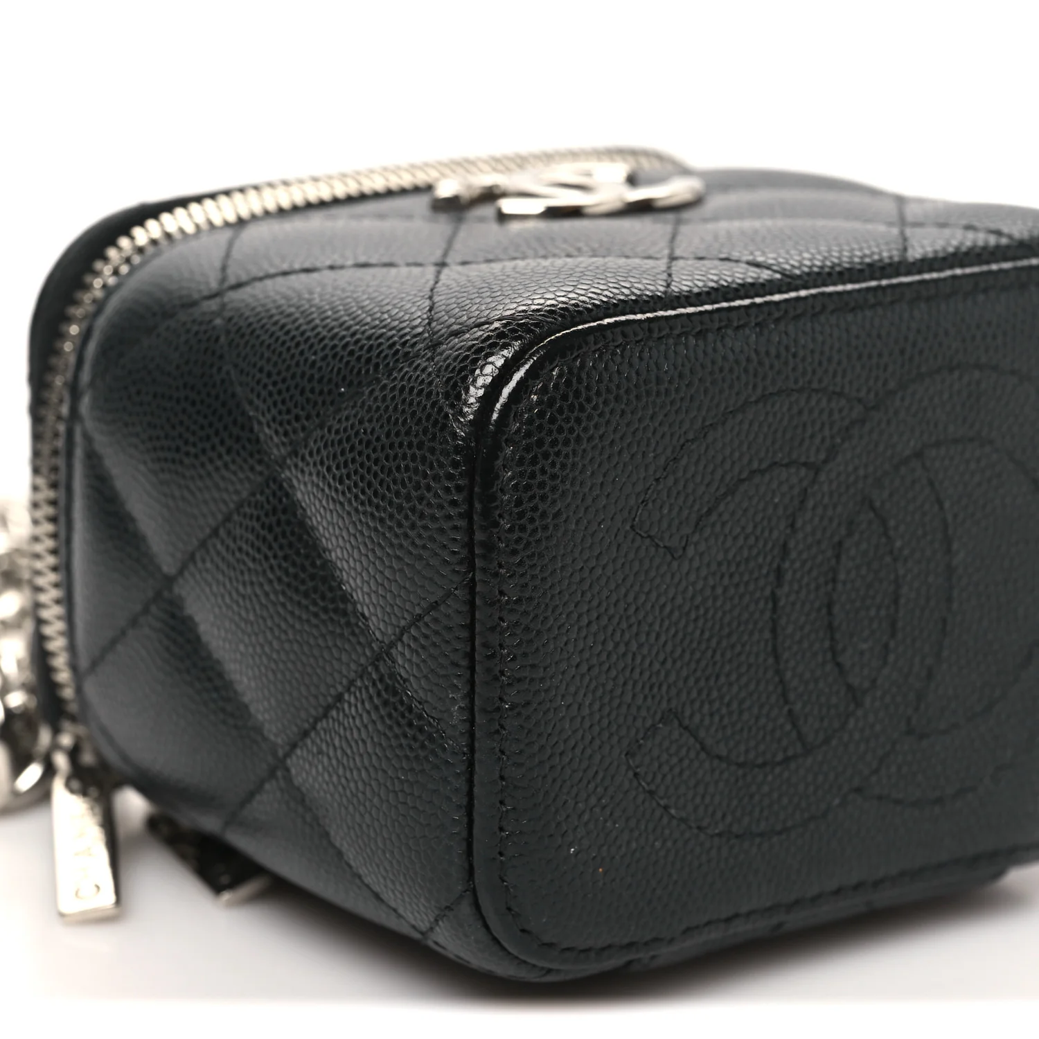 Caviar Quilted Mini Vanity Case With Chain Black - Image 9