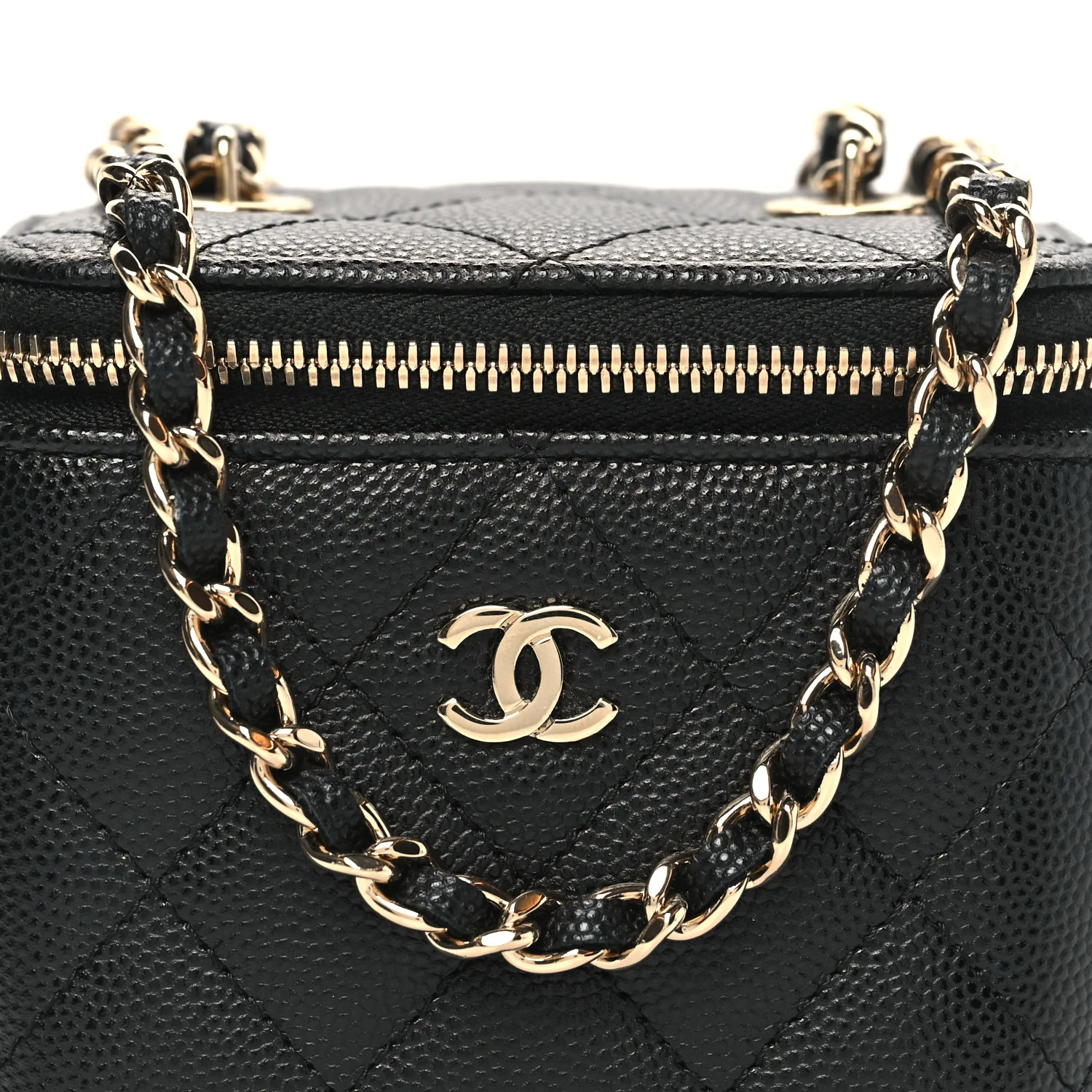Caviar Quilted Mini Vanity Case With Chain Black - Image 7