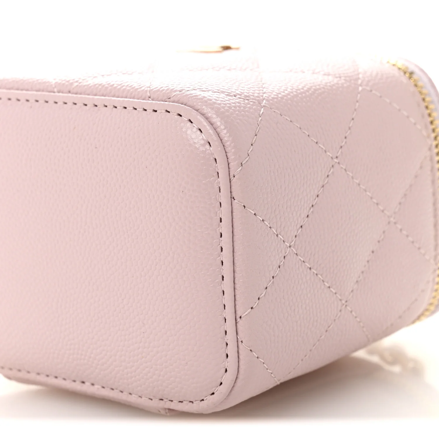 Caviar Quilted Mini Vanity Case With Chain Light Pink - Image 10