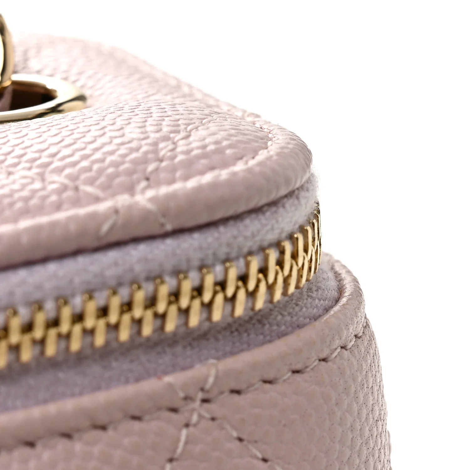 Caviar Quilted Mini Vanity Case With Chain Light Pink - Image 11