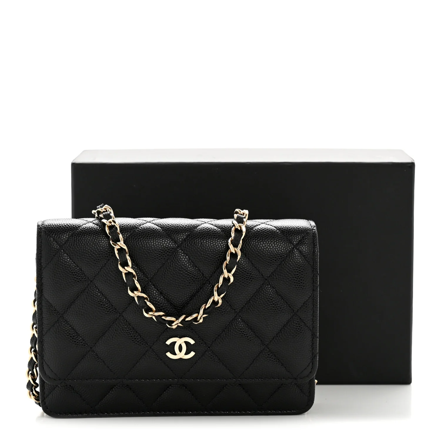 Caviar Quilted Mini Wallet On Chain WOC Black - Image 11