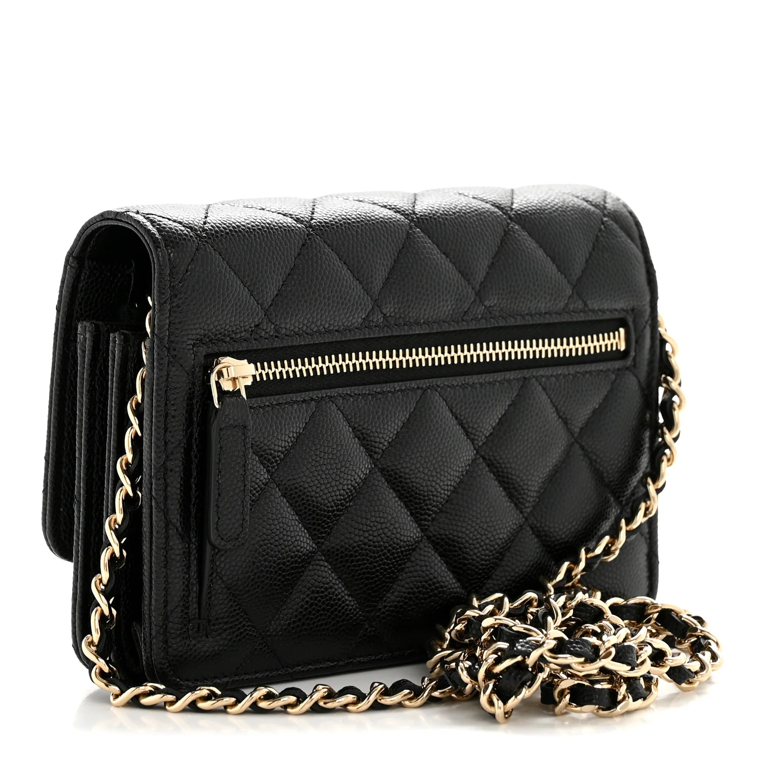 Caviar Quilted Mini Wallet On Chain WOC Black - Image 3