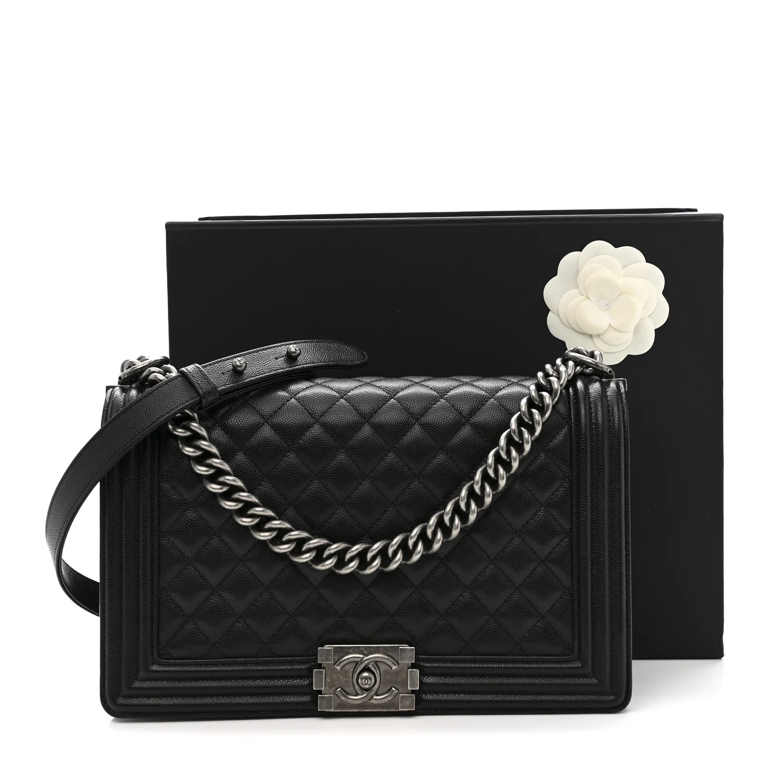 Caviar Quilted New Medium Boy Flap Black - Image 12