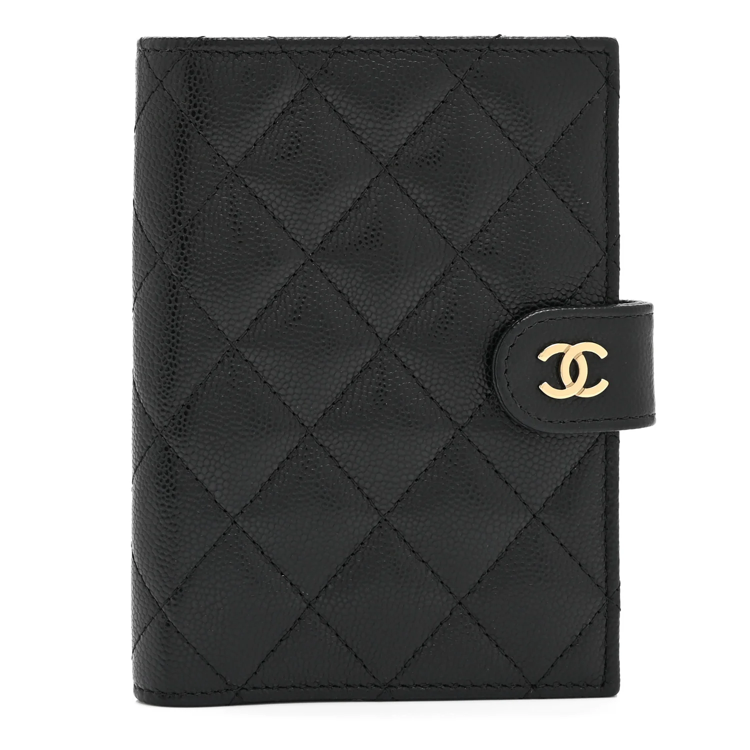 Caviar Quilted Passport Holder Black